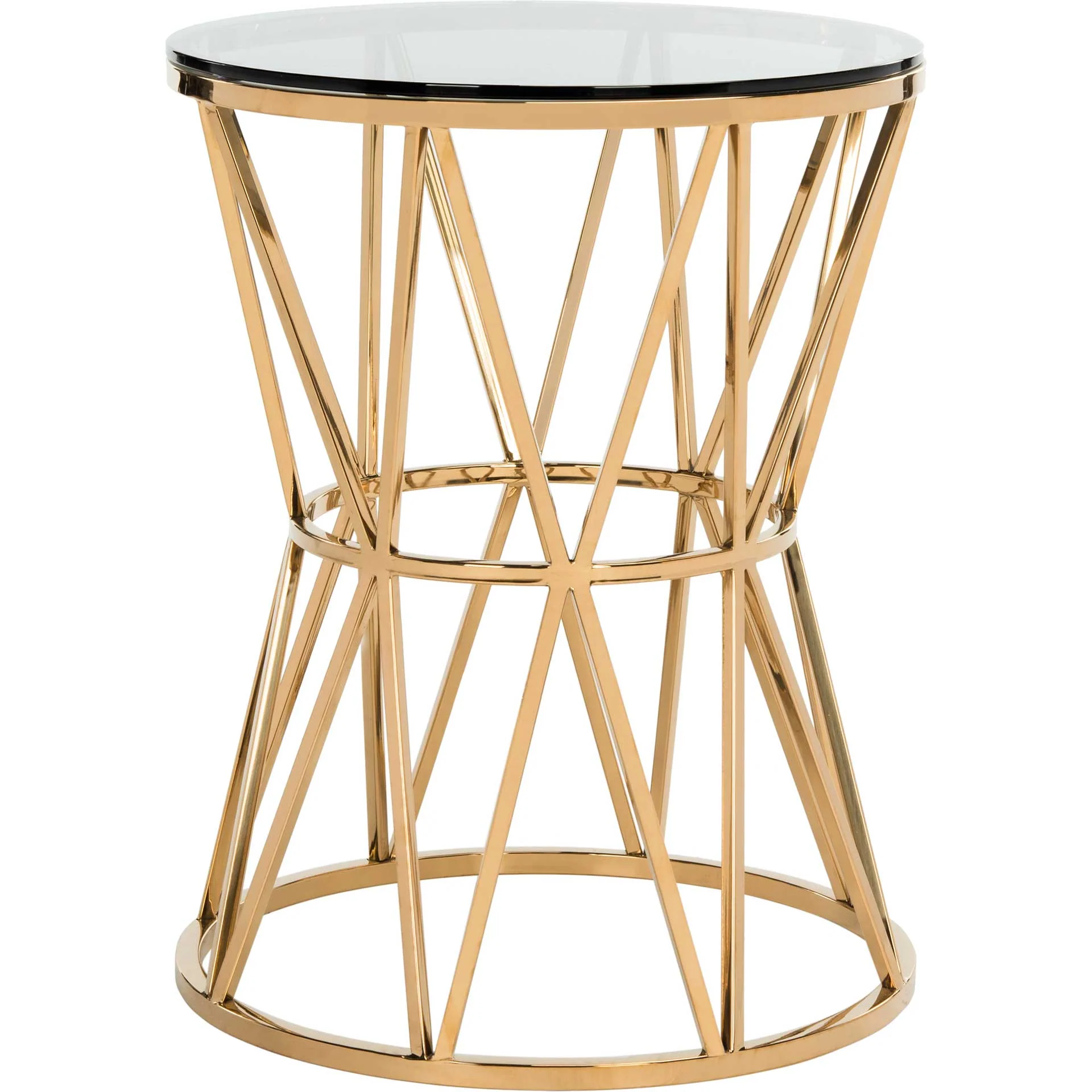 Delve Glass Top End Table Gold - Image 2