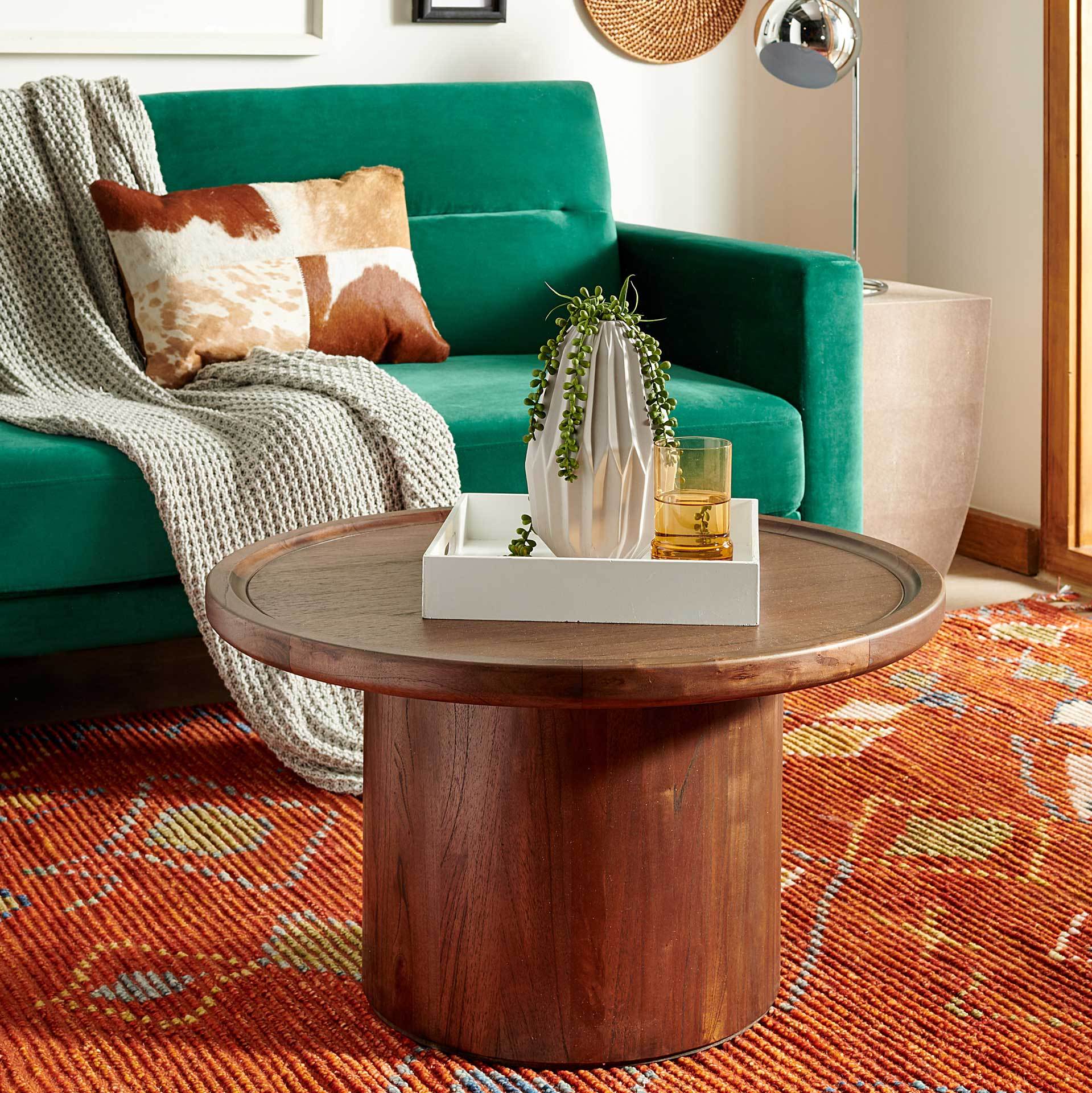 Denver Pedestal Coffee Table Dark Brown - Image 2