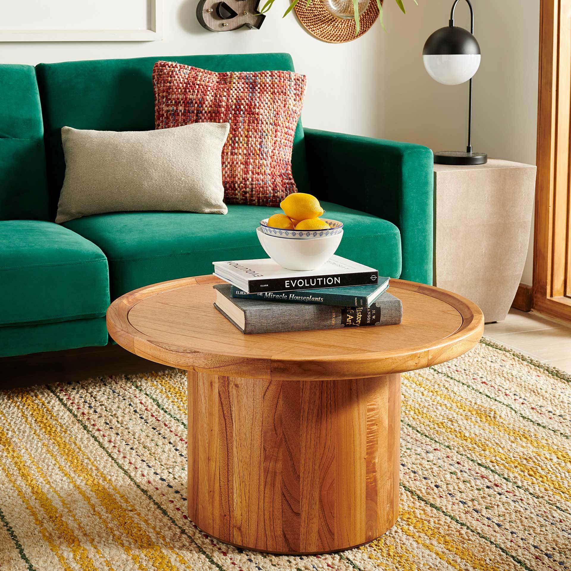 Denver Pedestal Coffee Table Natural Brown - Image 2