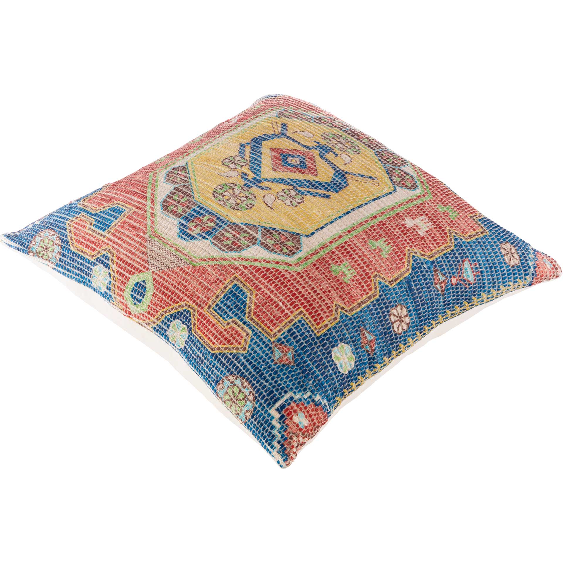 Derek Pillow Beige/Sky Blue/Saffron - Image 2
