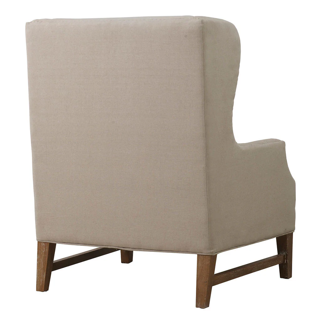 Desai Linen Wing Chair Beige - Image 4