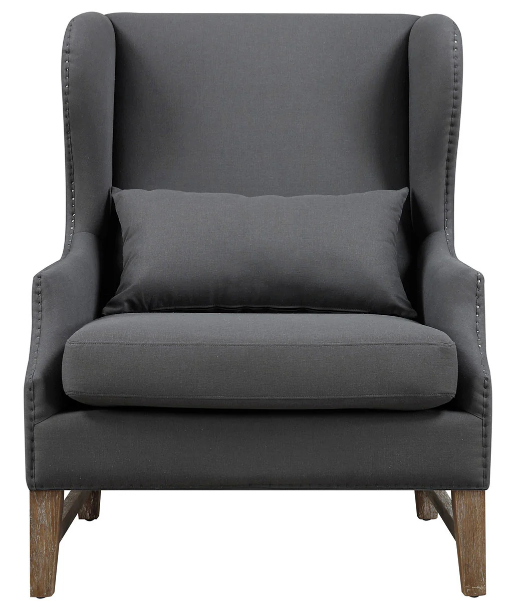 Desai Linen Wing Chair Gray - Image 2