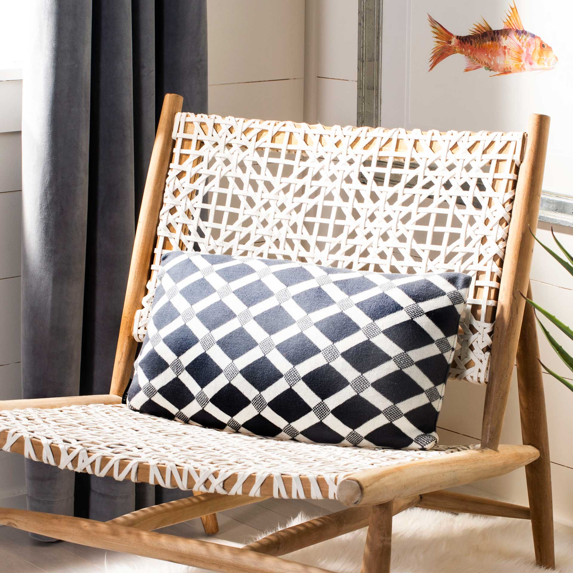 Diamond Knit Pillow Dark Gray/Natural - Image 4