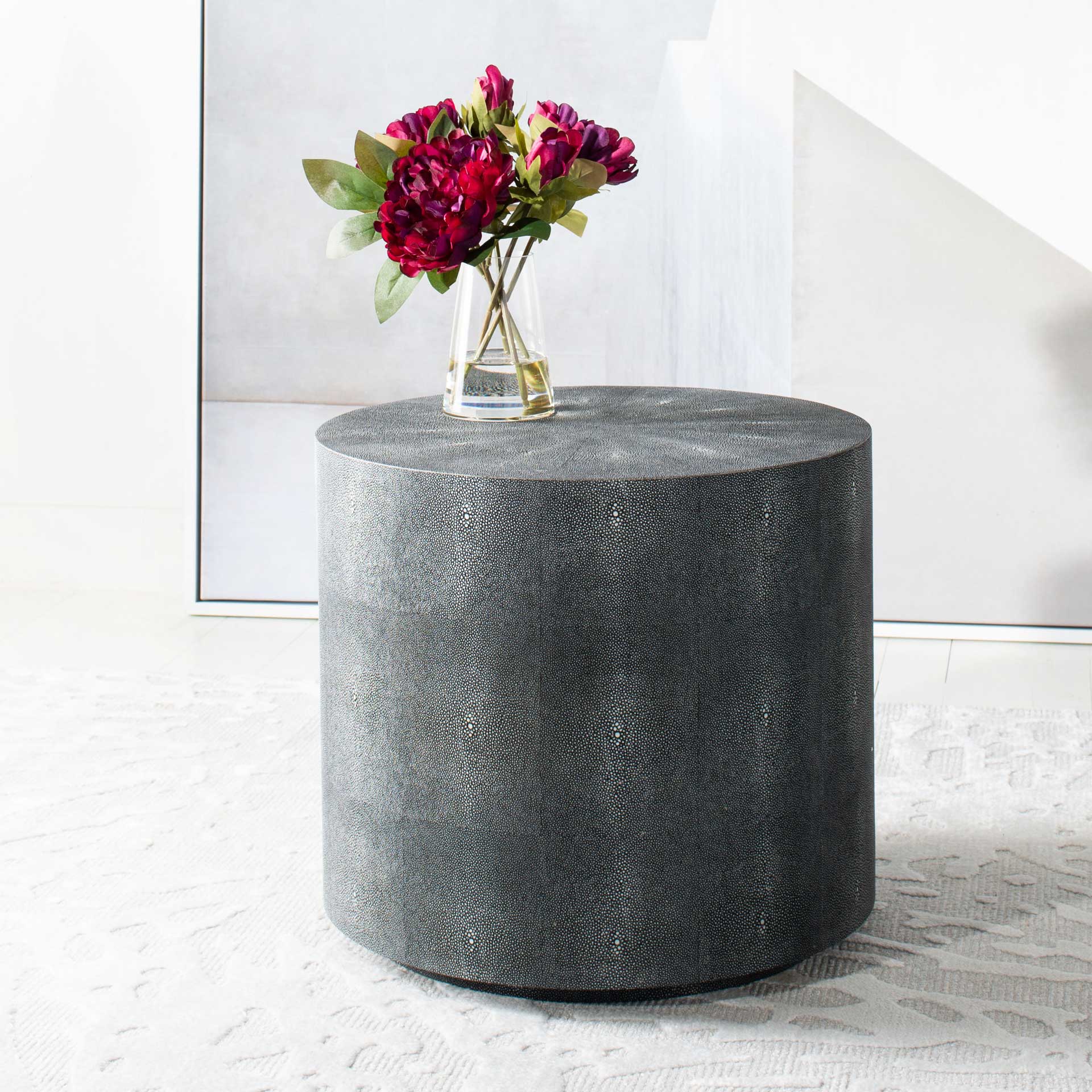 Digress Faux Shagreen End Table Black - Image 9