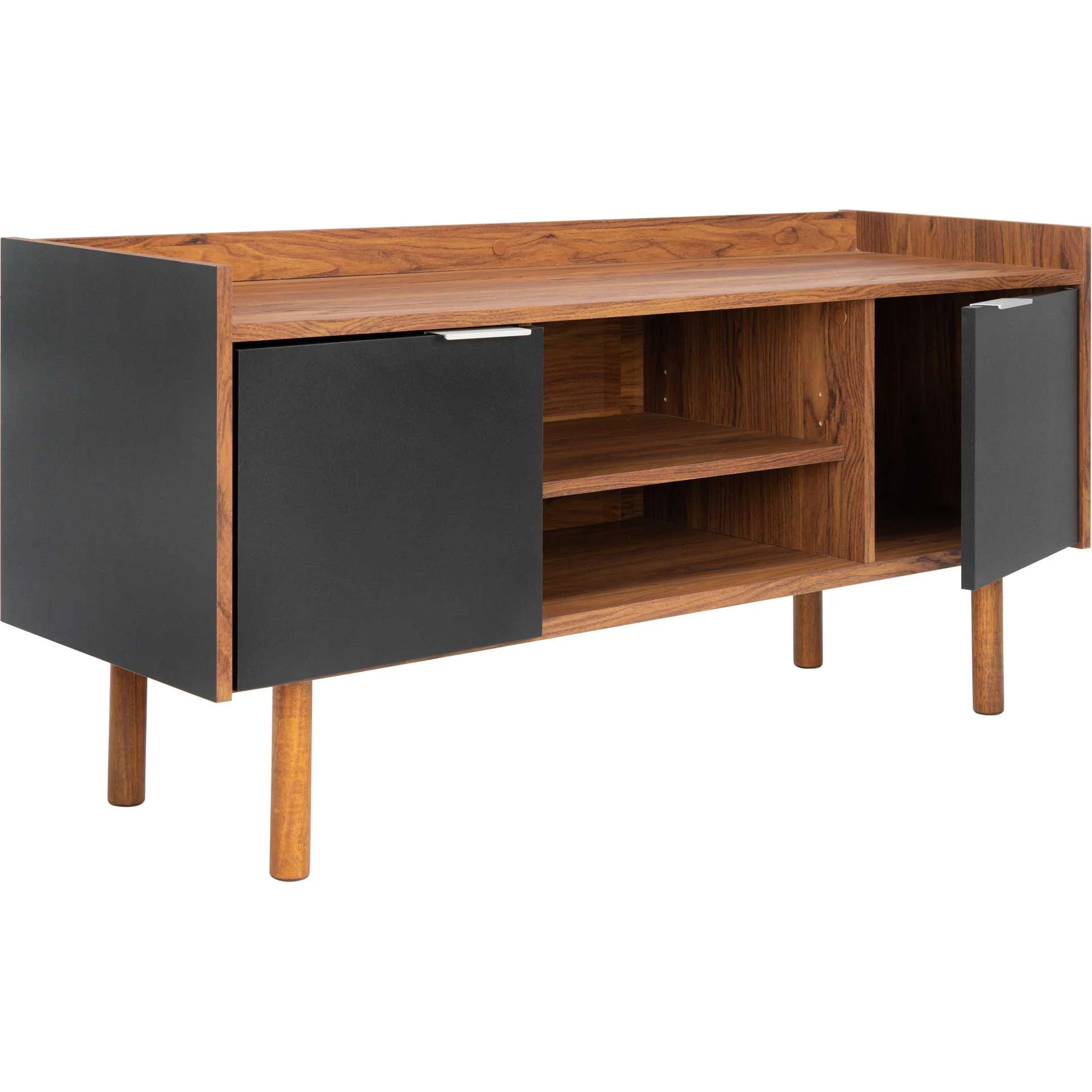 Dilan 2 Shelf 2 Door Media Stand Walnut/Black - Image 2