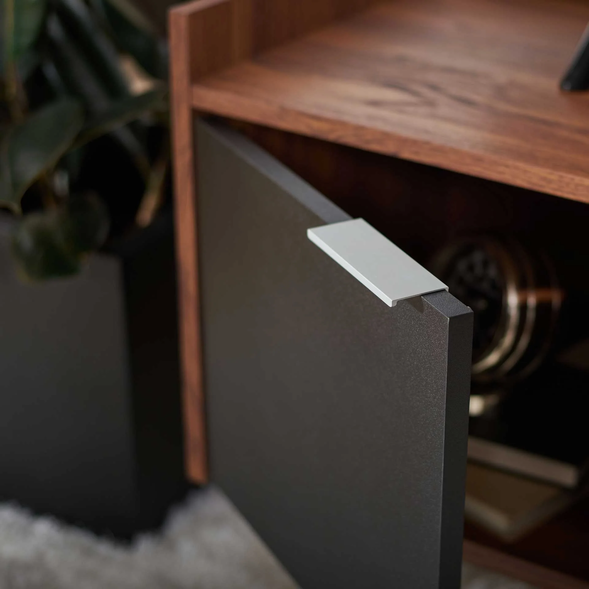 Dilan 2 Shelf 2 Door Media Stand Walnut/Black - Image 6