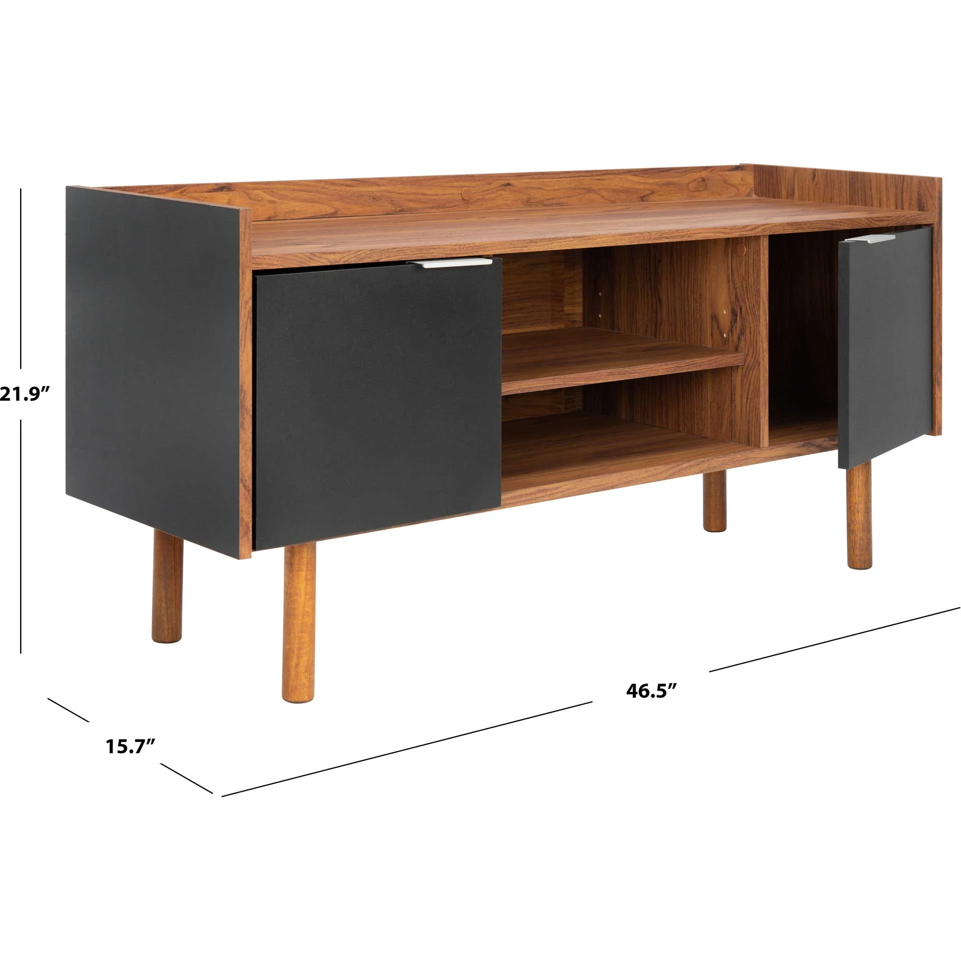 Dilan 2 Shelf 2 Door Media Stand Walnut/Black - Image 8