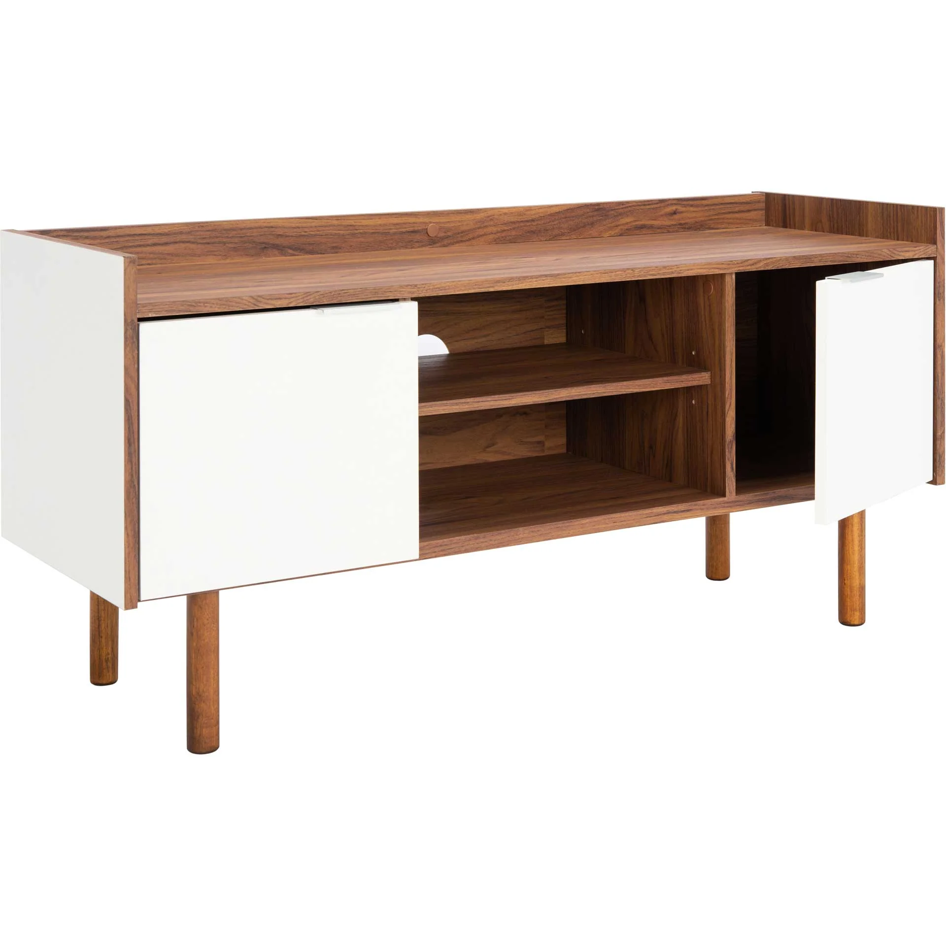 Dilan 2 Shelf 2 Door Media Stand Walnut/White - Image 2