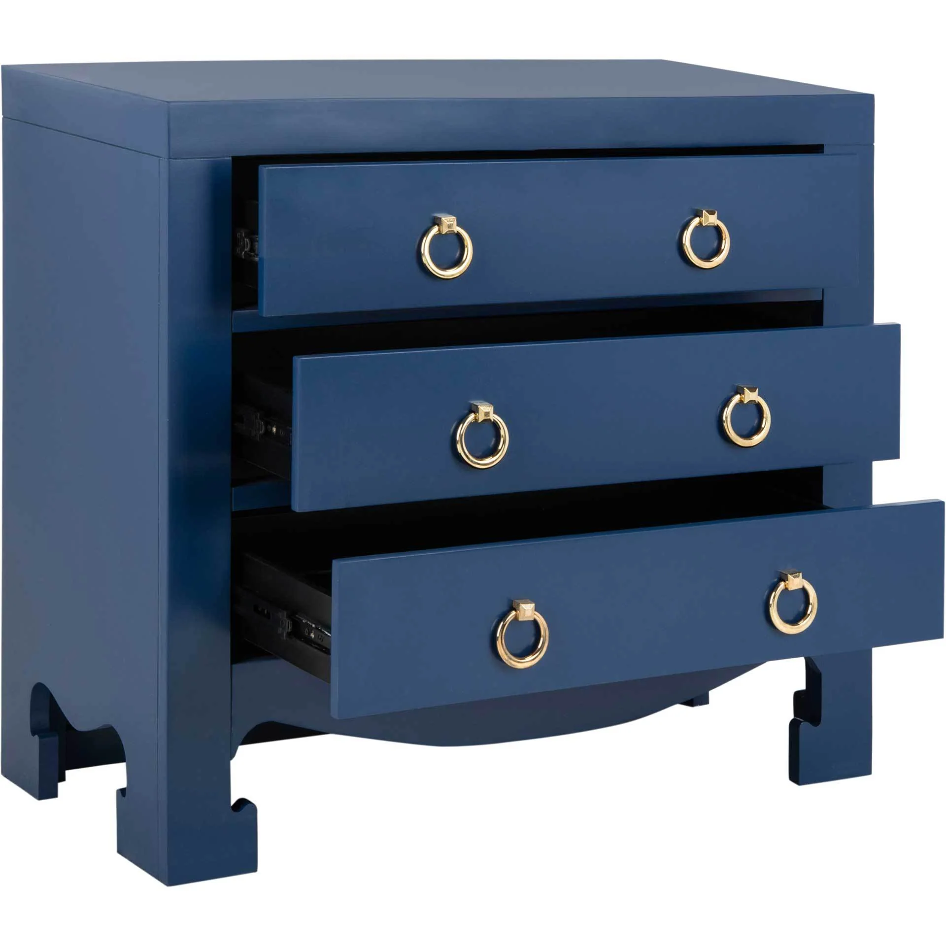 Dillon 3 Drawer Chest Lapis Blue/Gold - Image 2