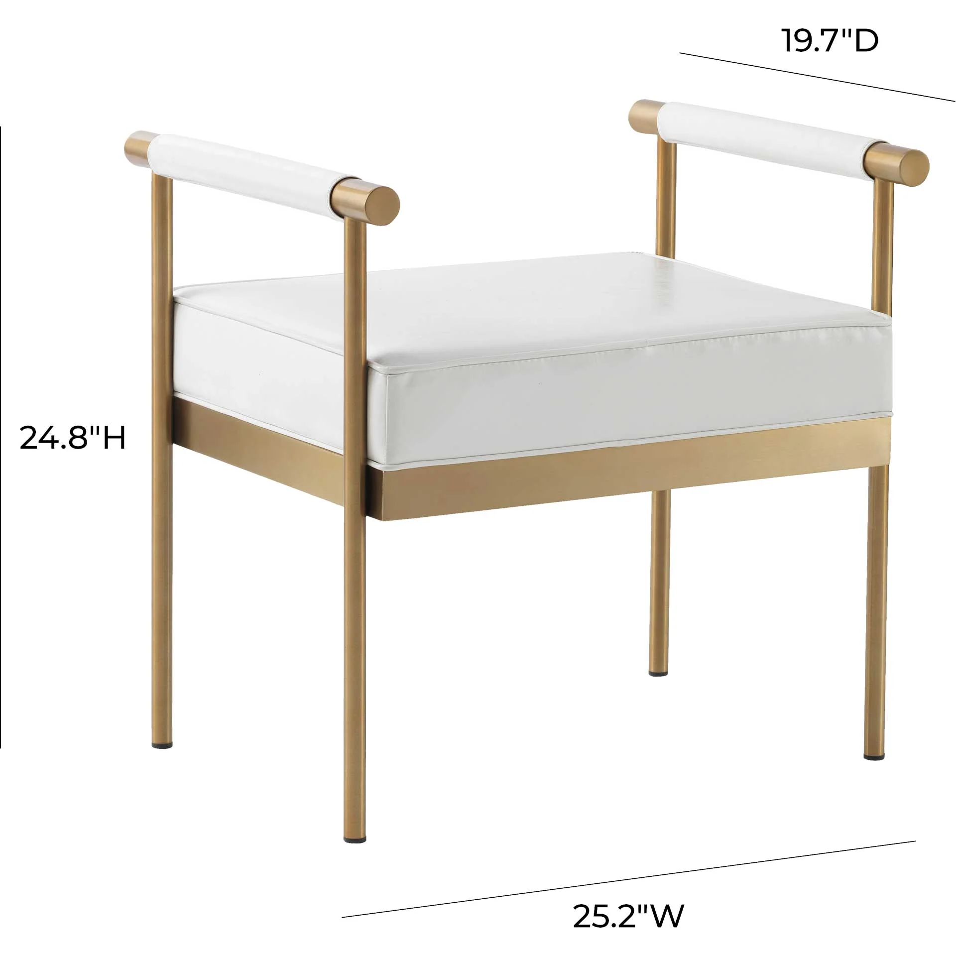 Dion Vegan Leather Bench White - Image 10