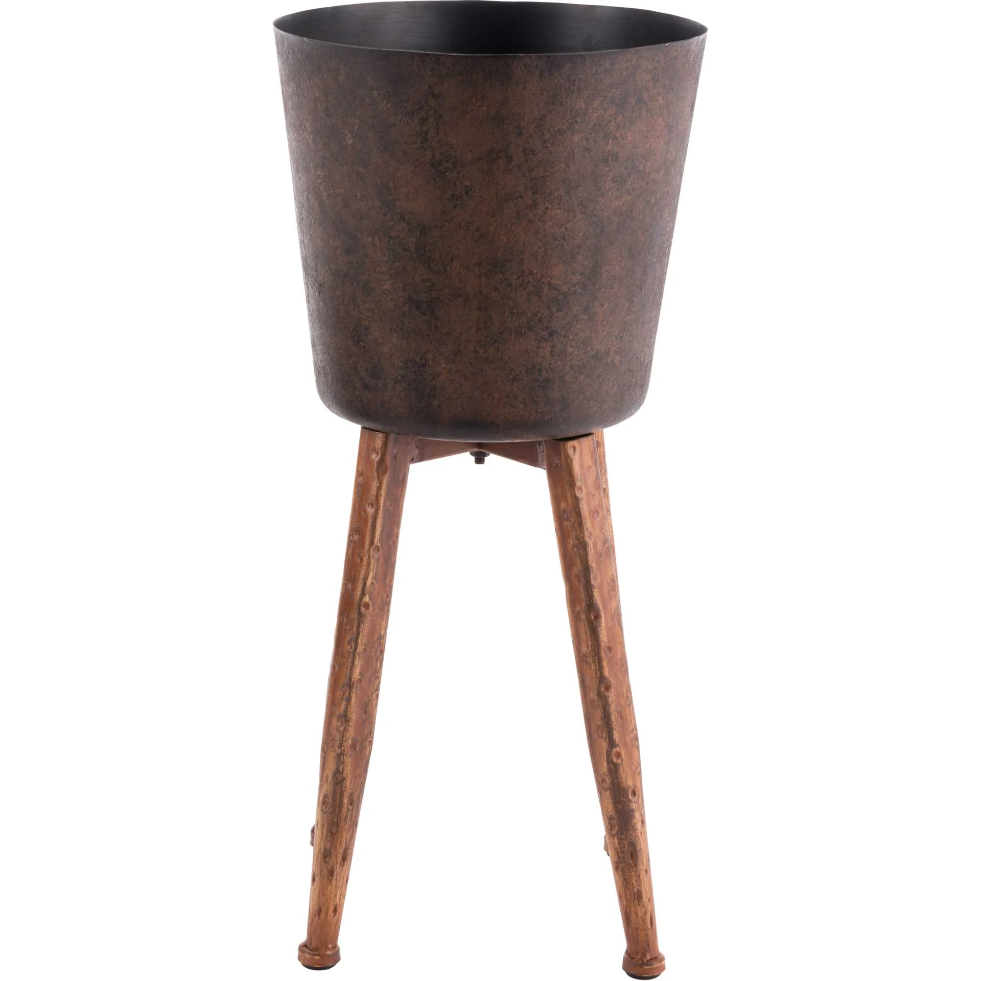 Distressed Metal Planter Gold - Image 2