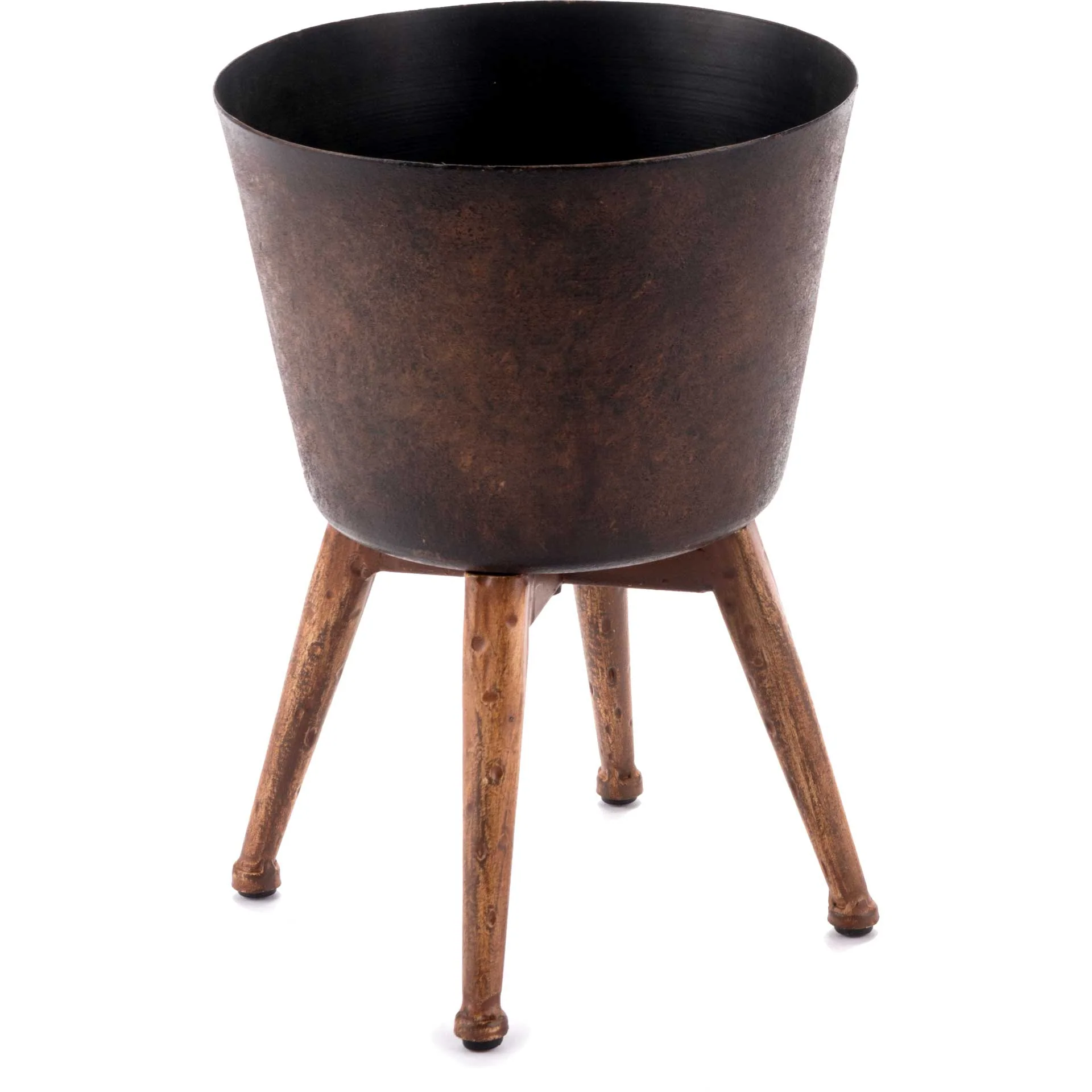 Distressed Metal Planter Gold - Image 3