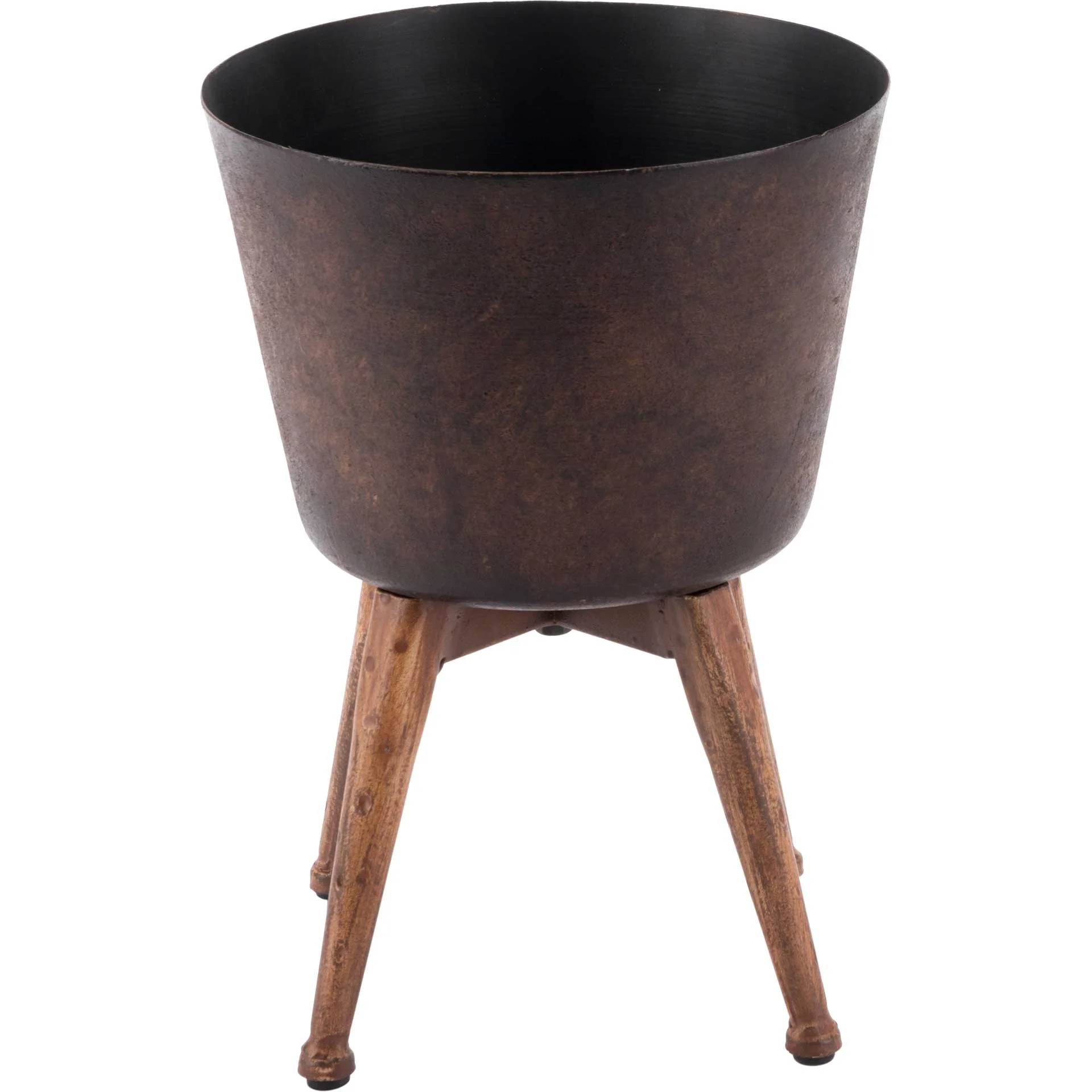 Distressed Metal Planter Gold - Image 4