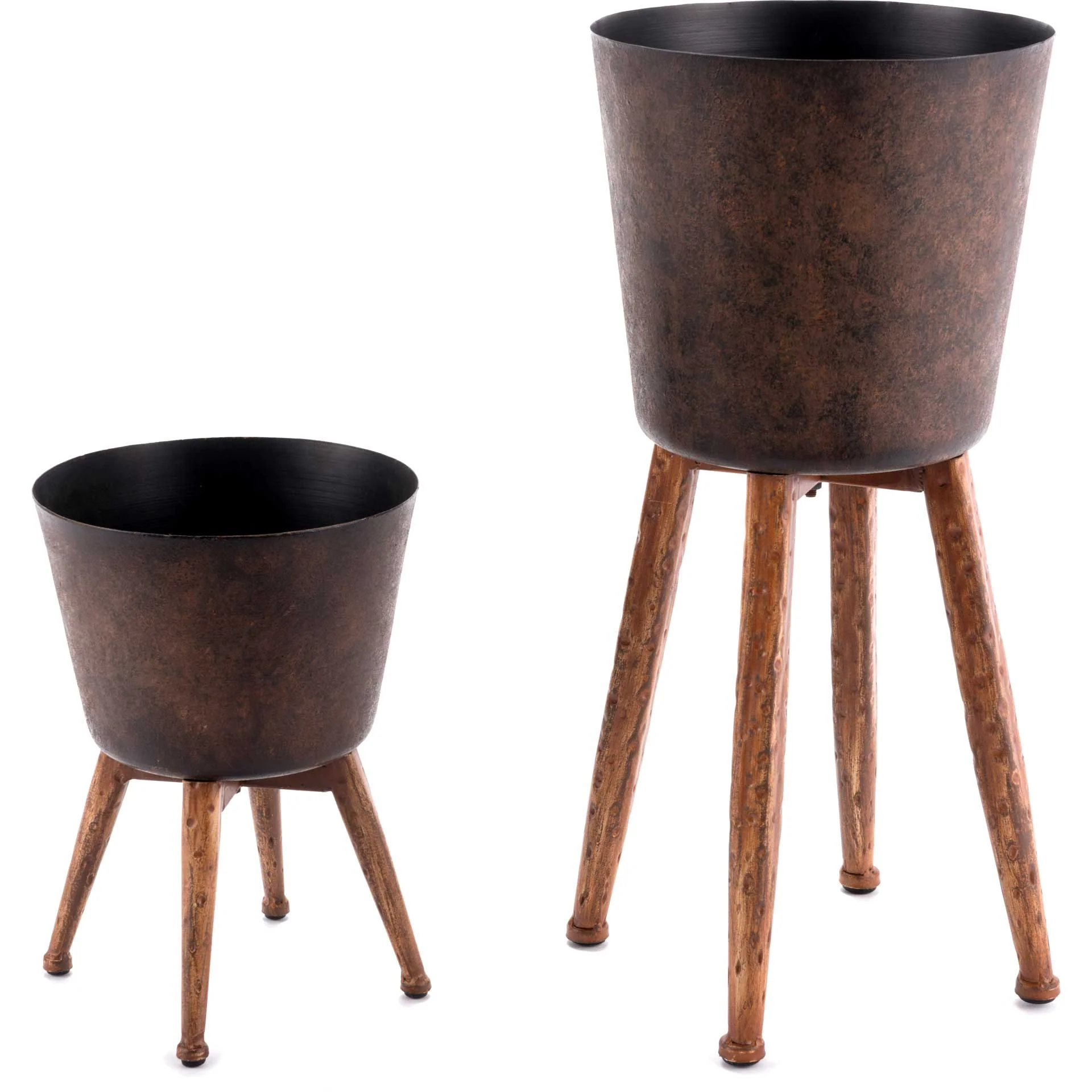 Distressed Metal Planter Gold - Image 5