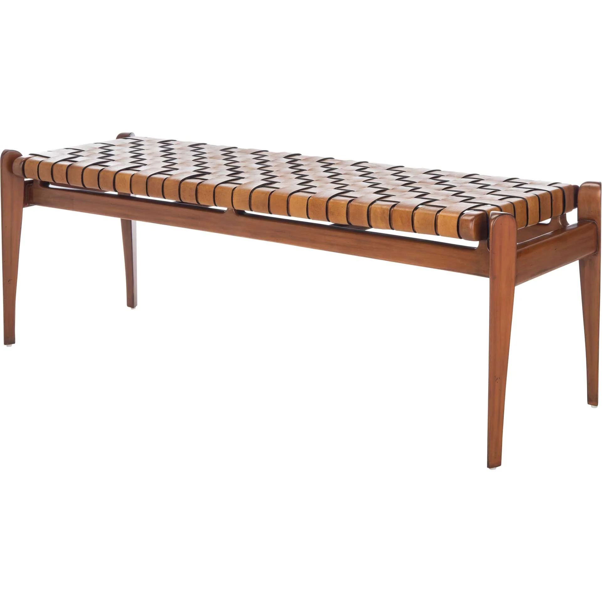 Diya Leather Bench Brown/Light Brown - Image 5