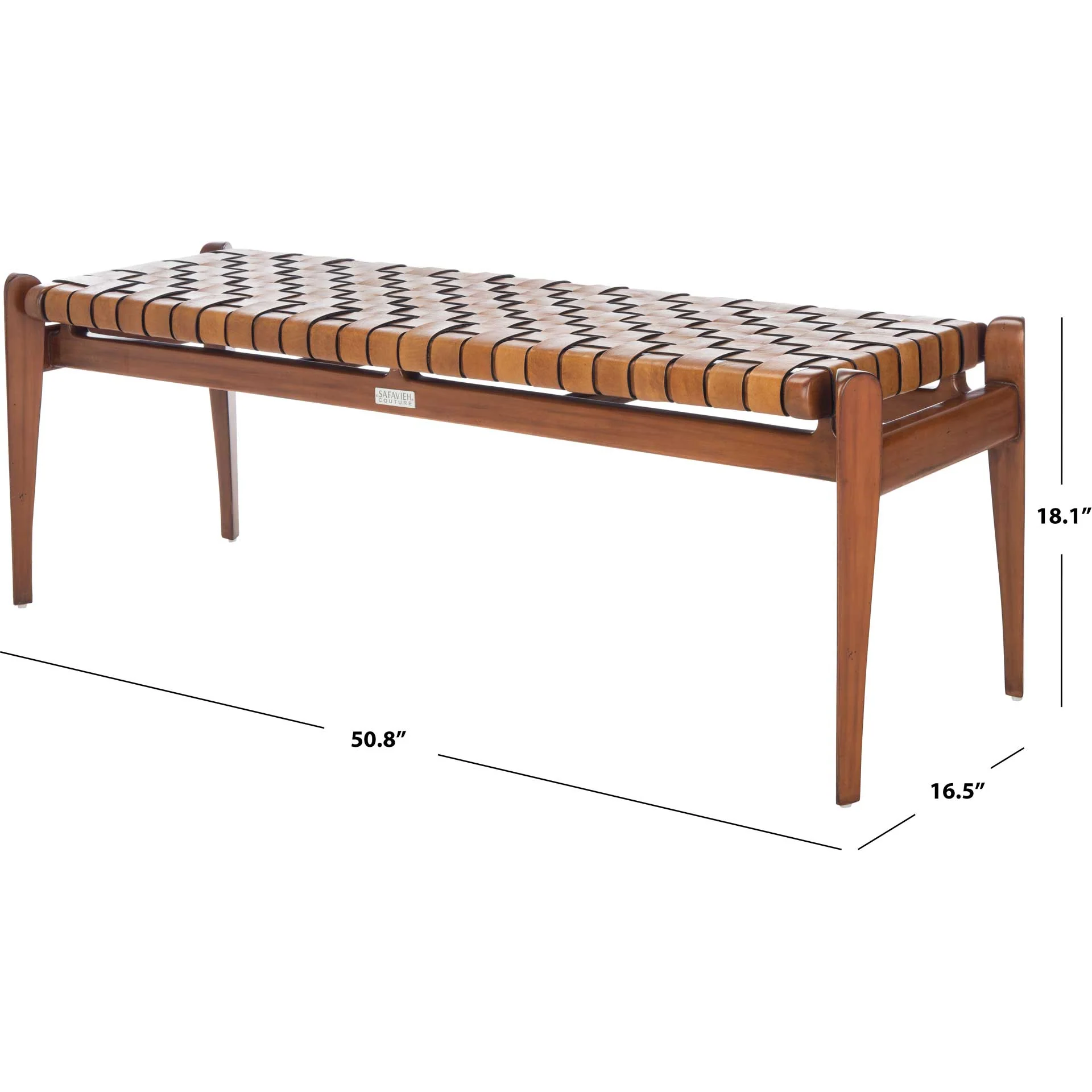 Diya Leather Bench Brown/Light Brown - Image 9