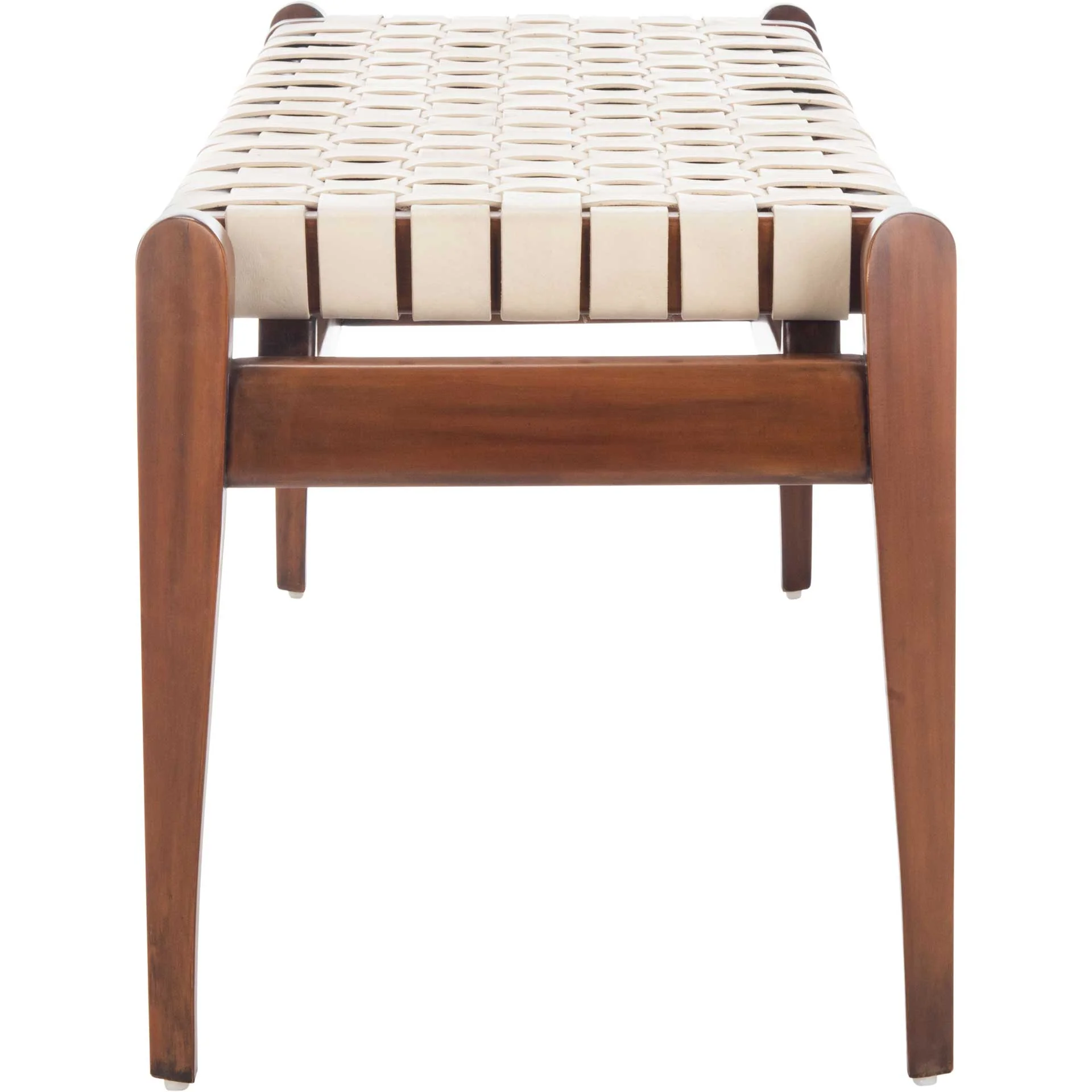 Diya Leather Bench White/Light Brown - Image 3