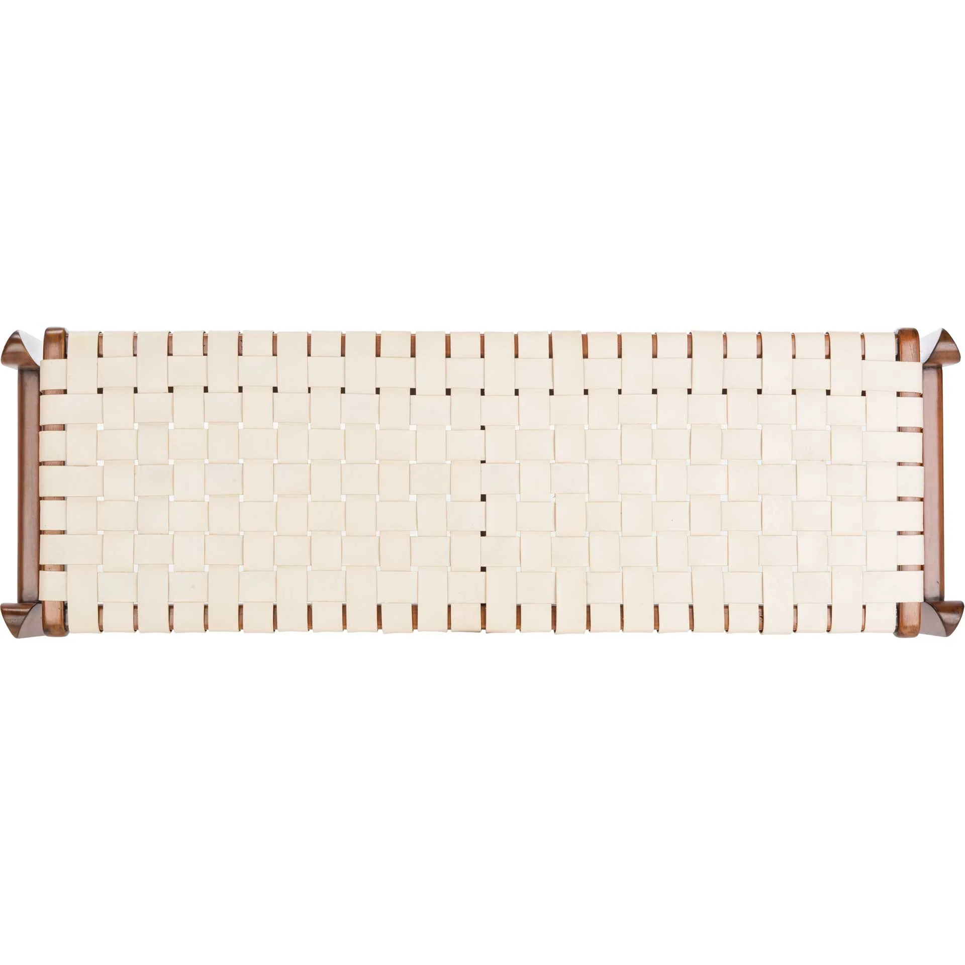Diya Leather Bench White/Light Brown - Image 6