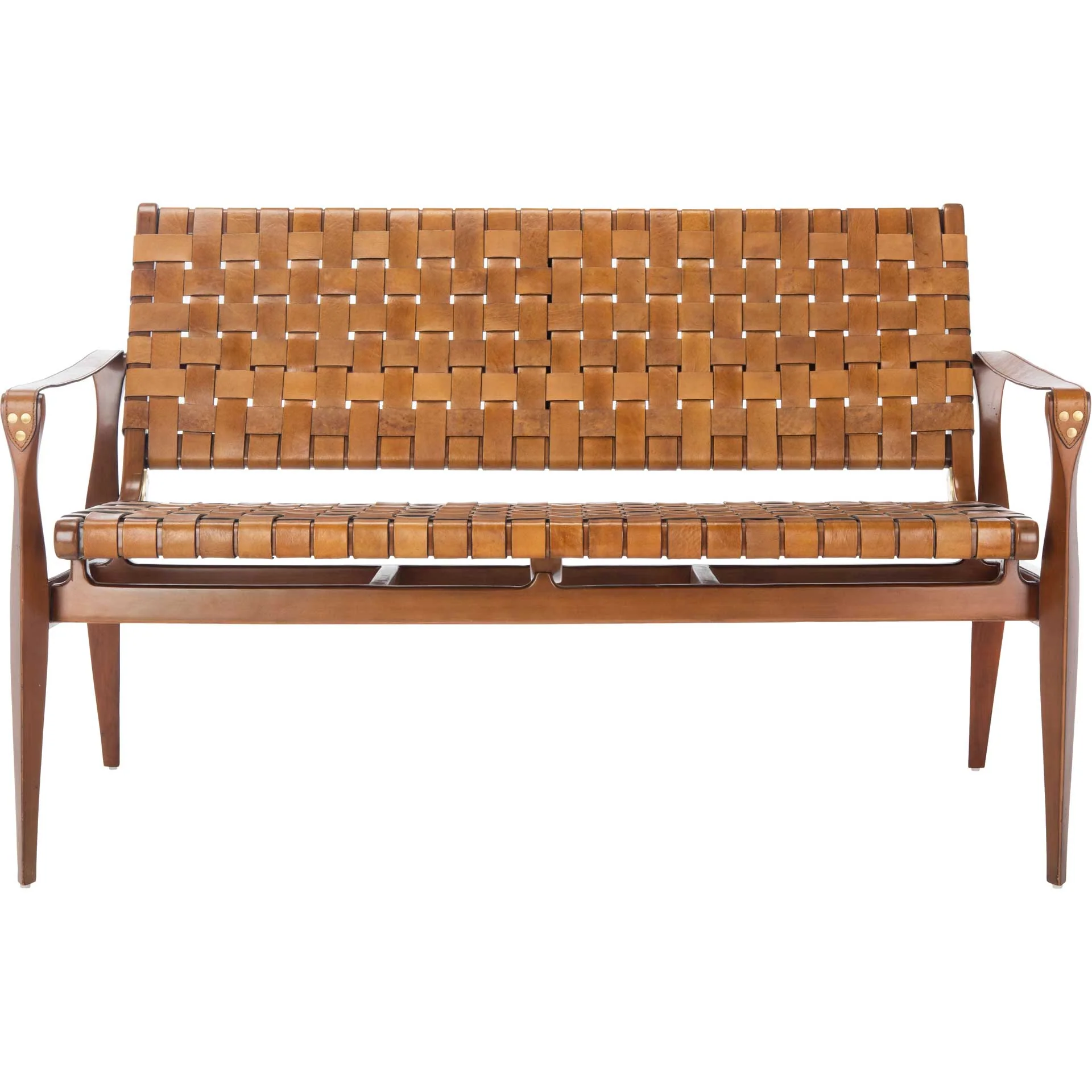 Diya Leather Loveseat Brown/Light Brown - Image 2