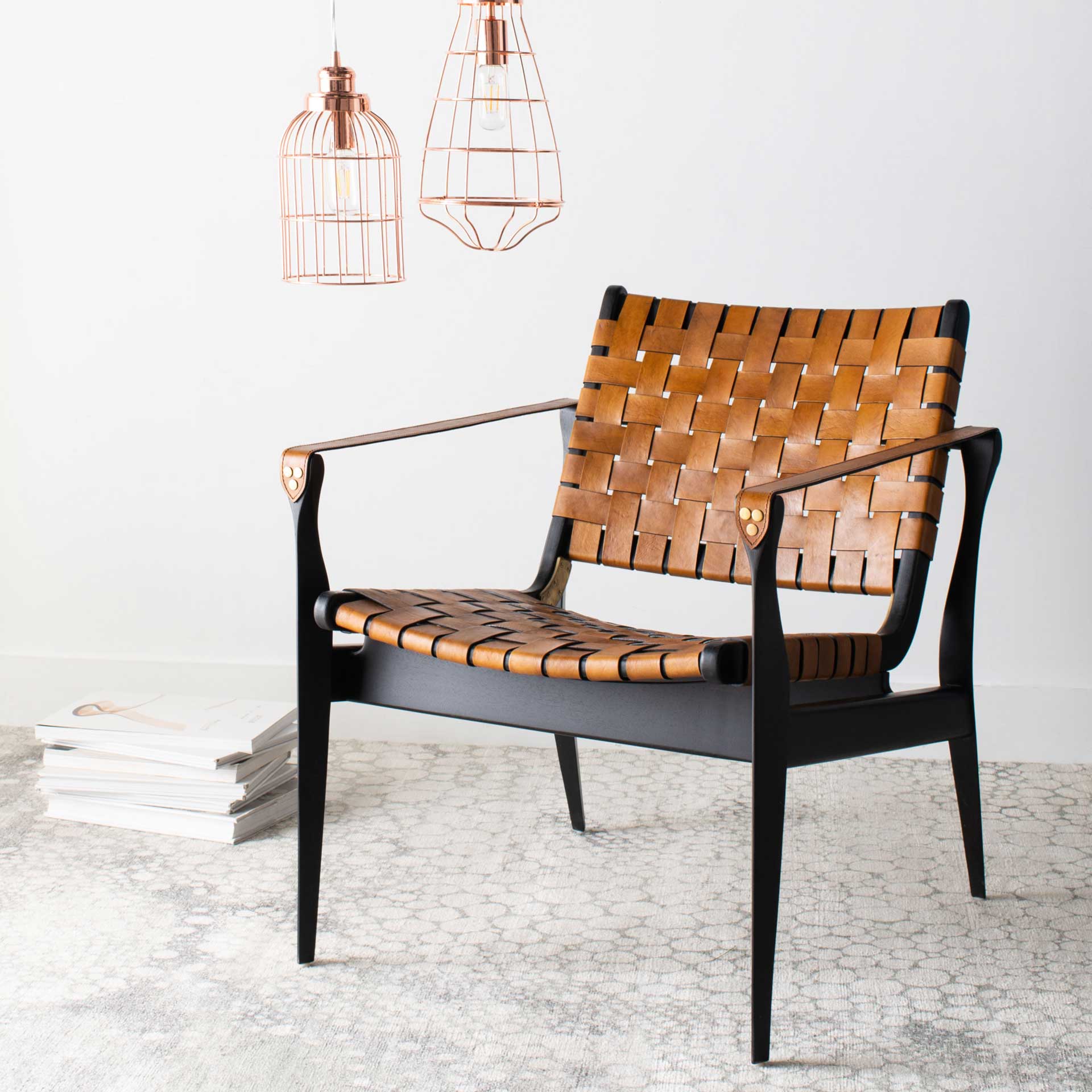 Diya Leather Safari Chair Brown/Black - Image 10