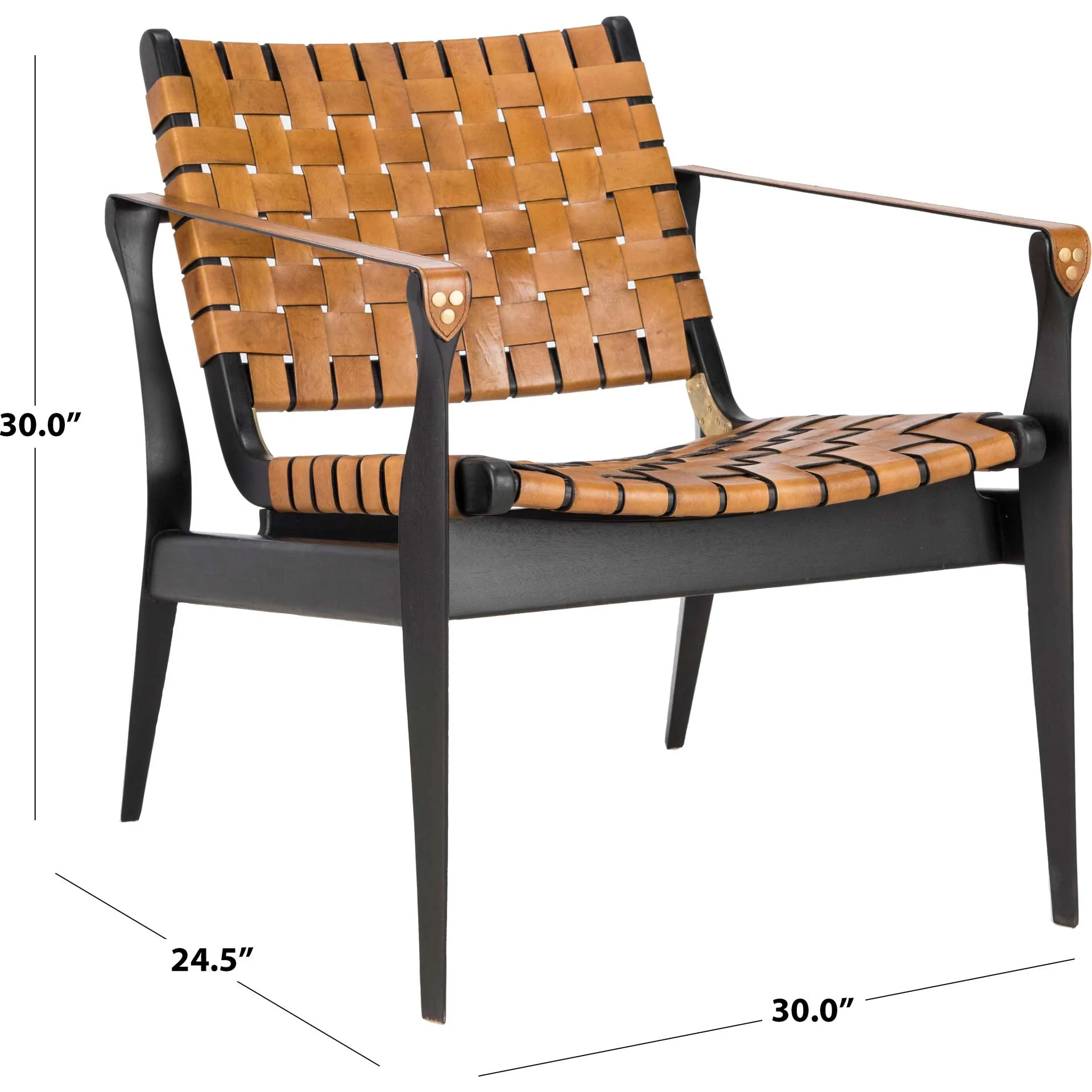 Diya Leather Safari Chair Brown/Black - Image 9