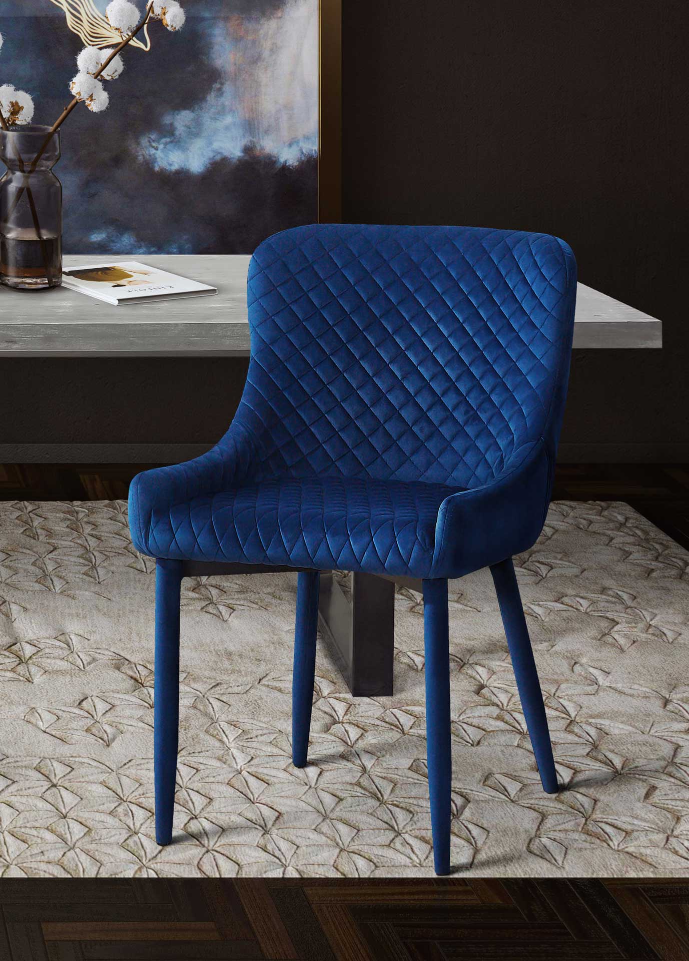 Dorian Velvet Chair Navy - Image 7