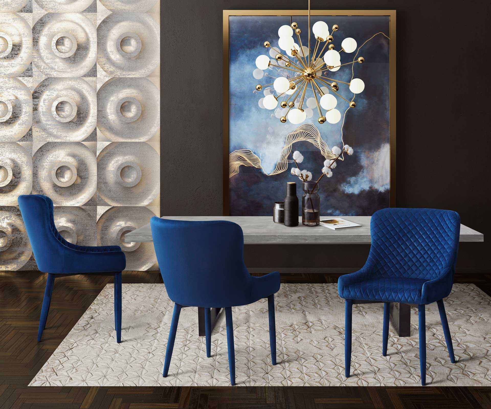 Dorian Velvet Chair Navy - Image 8