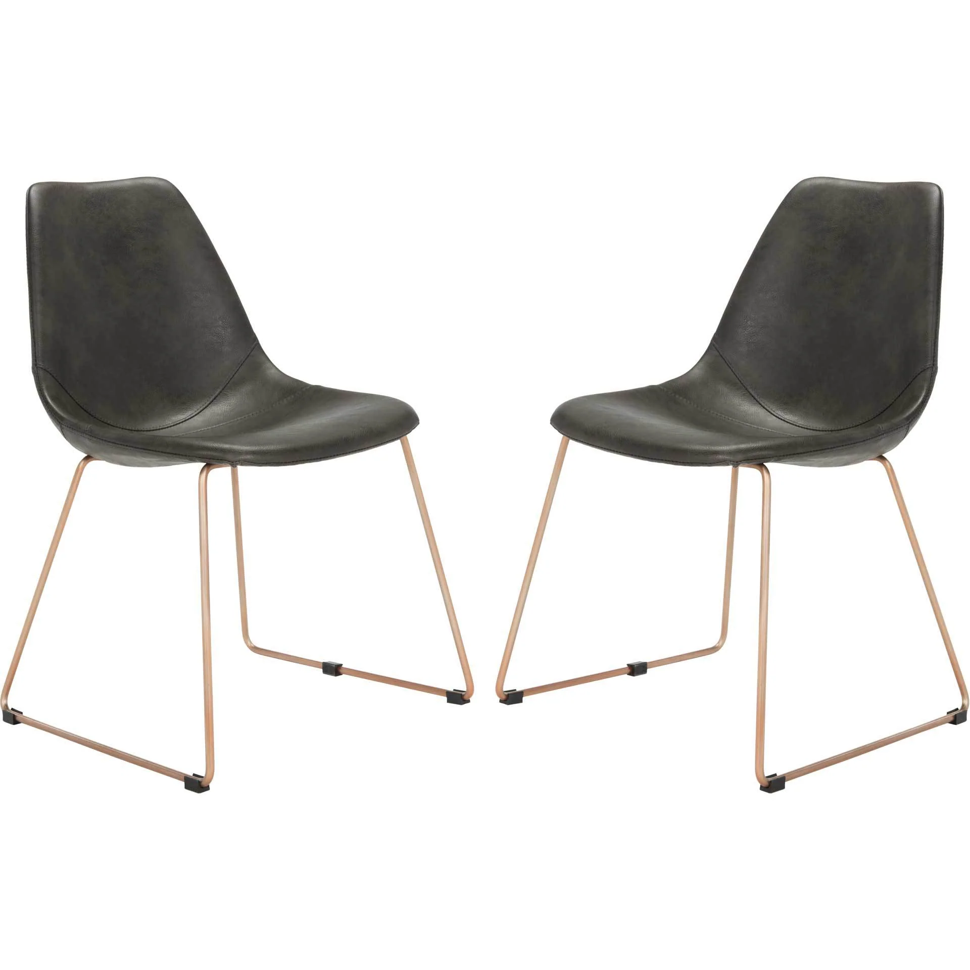 Dorothy Leather Side Chair Gray (Set of 2) - Image 2