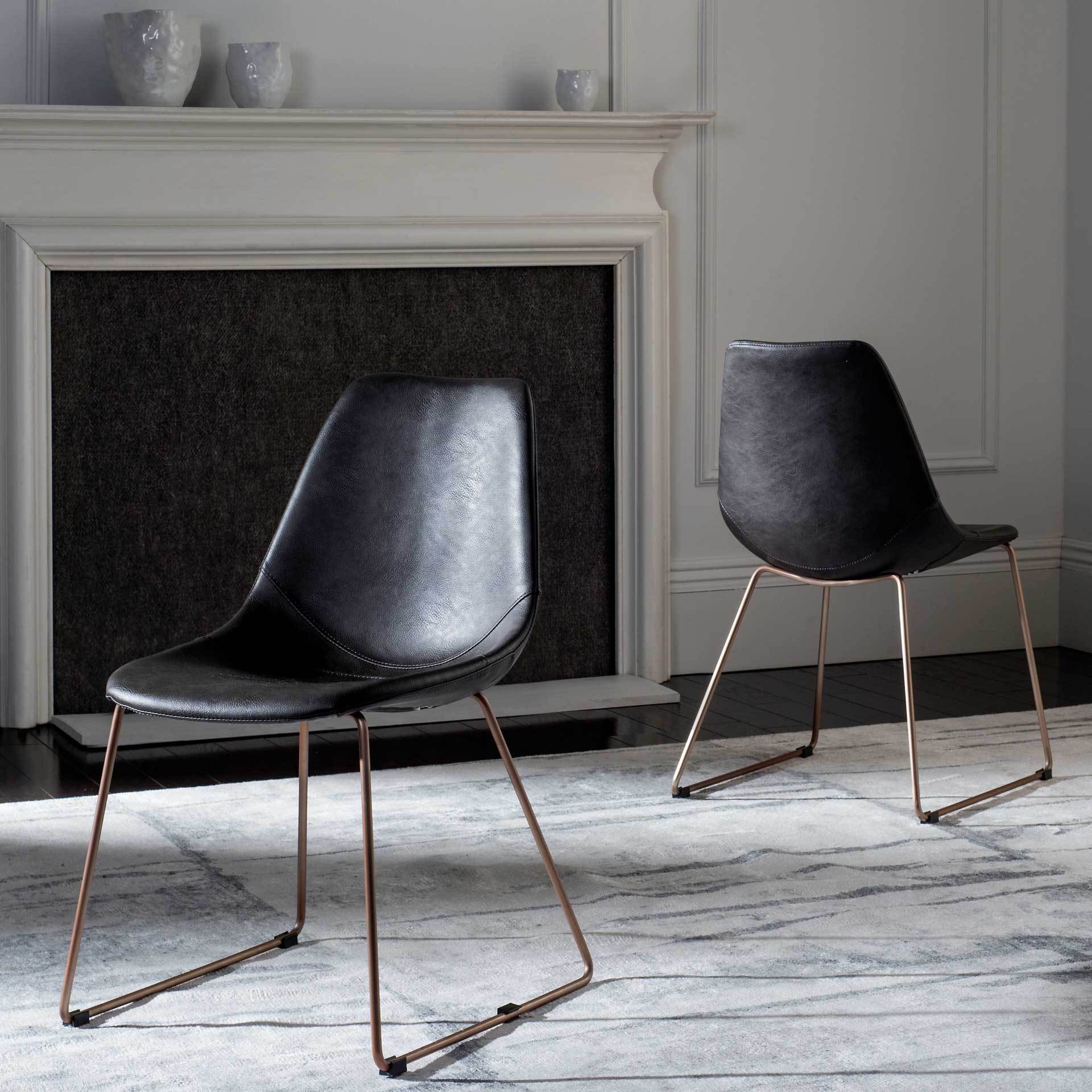 Dorothy Leather Side Chair Gray (Set of 2) - Image 7