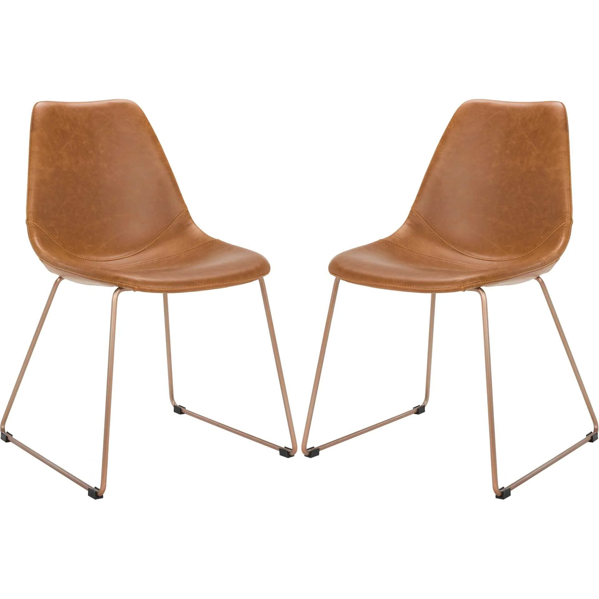 Dorothy Leather Side Chair Light Brown (Set of 2) - Image 2