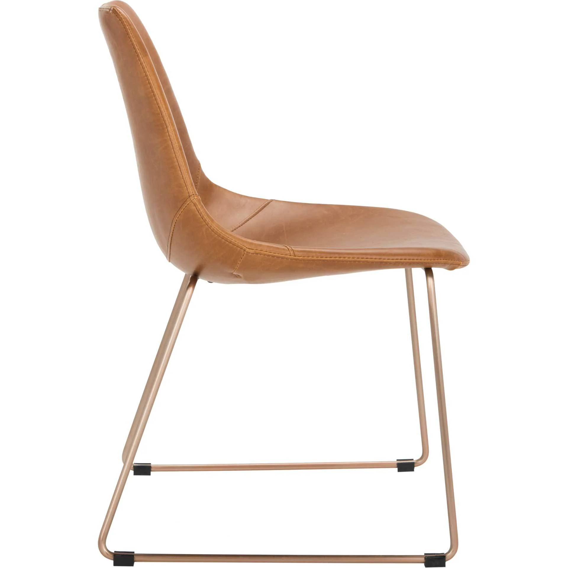 Dorothy Leather Side Chair Light Brown (Set of 2) - Image 4