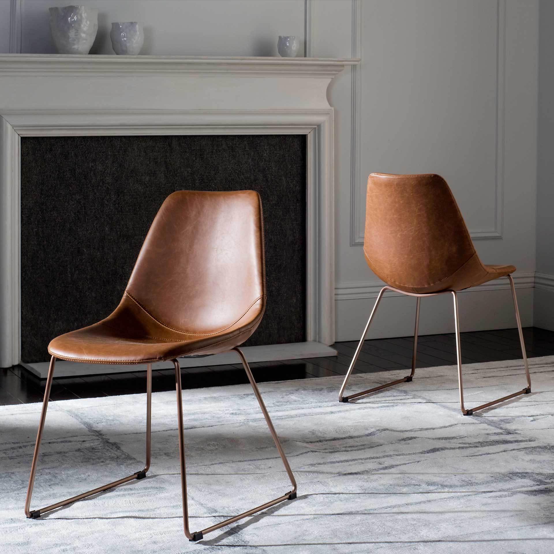Dorothy Leather Side Chair Light Brown (Set of 2) - Image 7