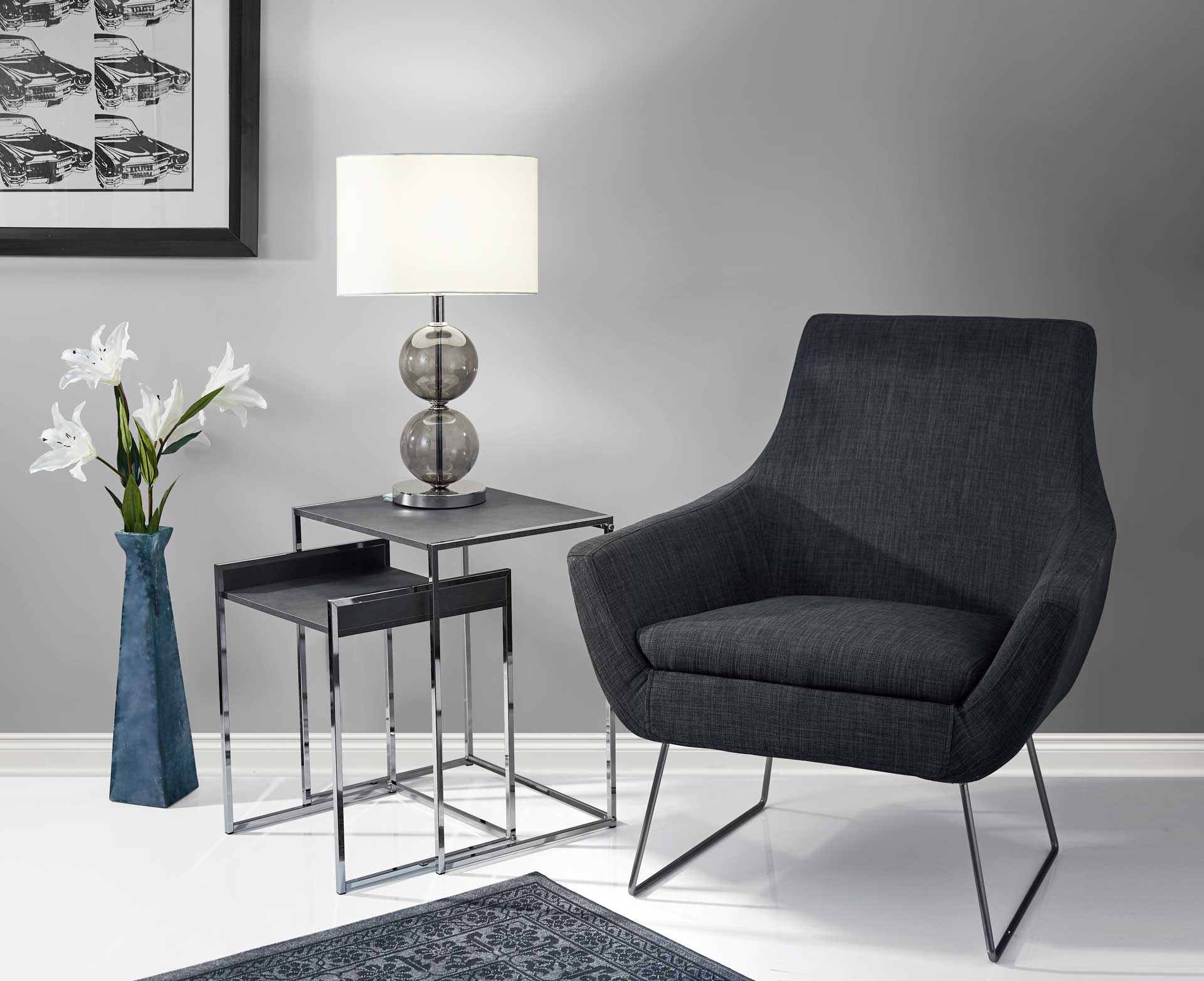 Douai Tall Table Lamp Chrome - Image 2