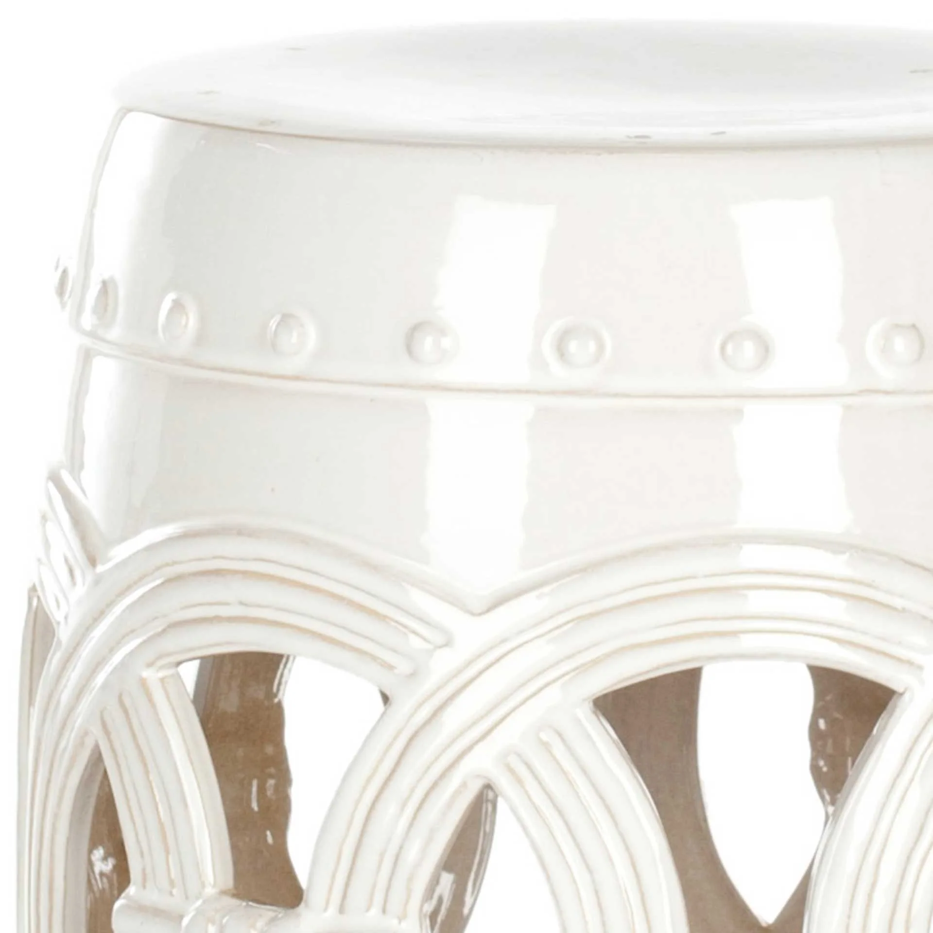 Double Coin Garden Stool Antique White - Image 2