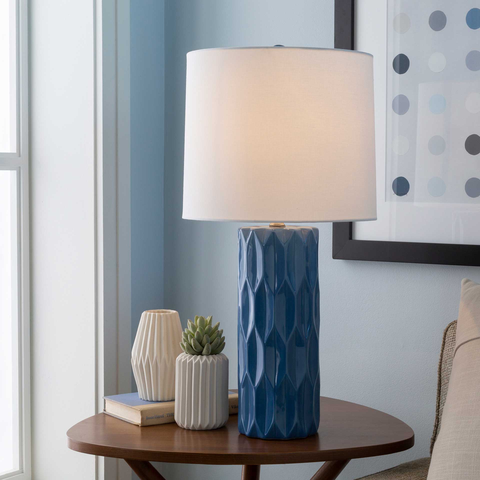 Drake Table Lamp Bright Blue/White/Blue - Image 3