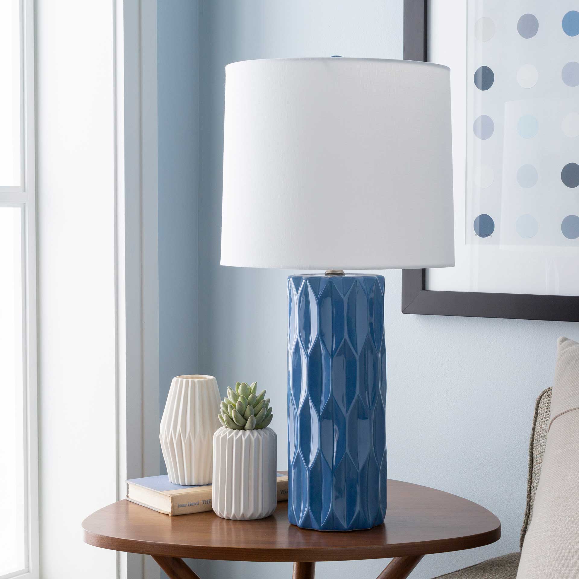 Drake Table Lamp Bright Blue/White/Blue - Image 4