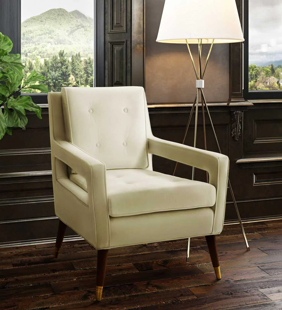 Draveil Velvet Chair Cream - Image 5