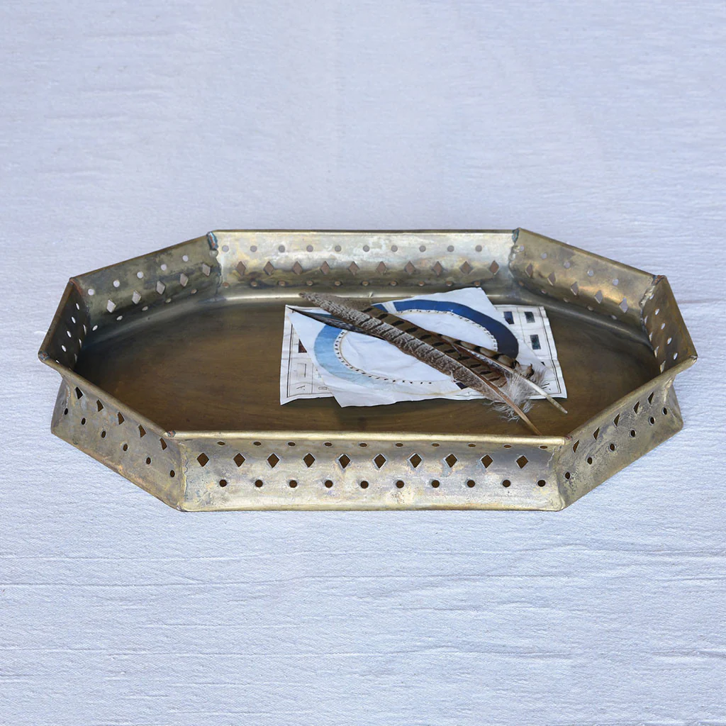 Drew Bar Tray Octagon Antique Brass - Image 3