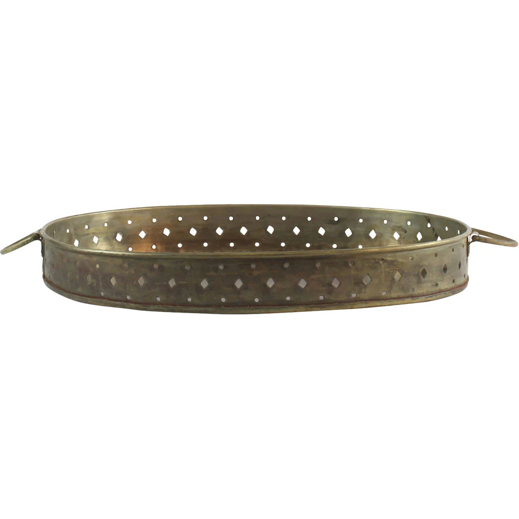 Drew Bar Tray Oval Antique Brass - Image 2