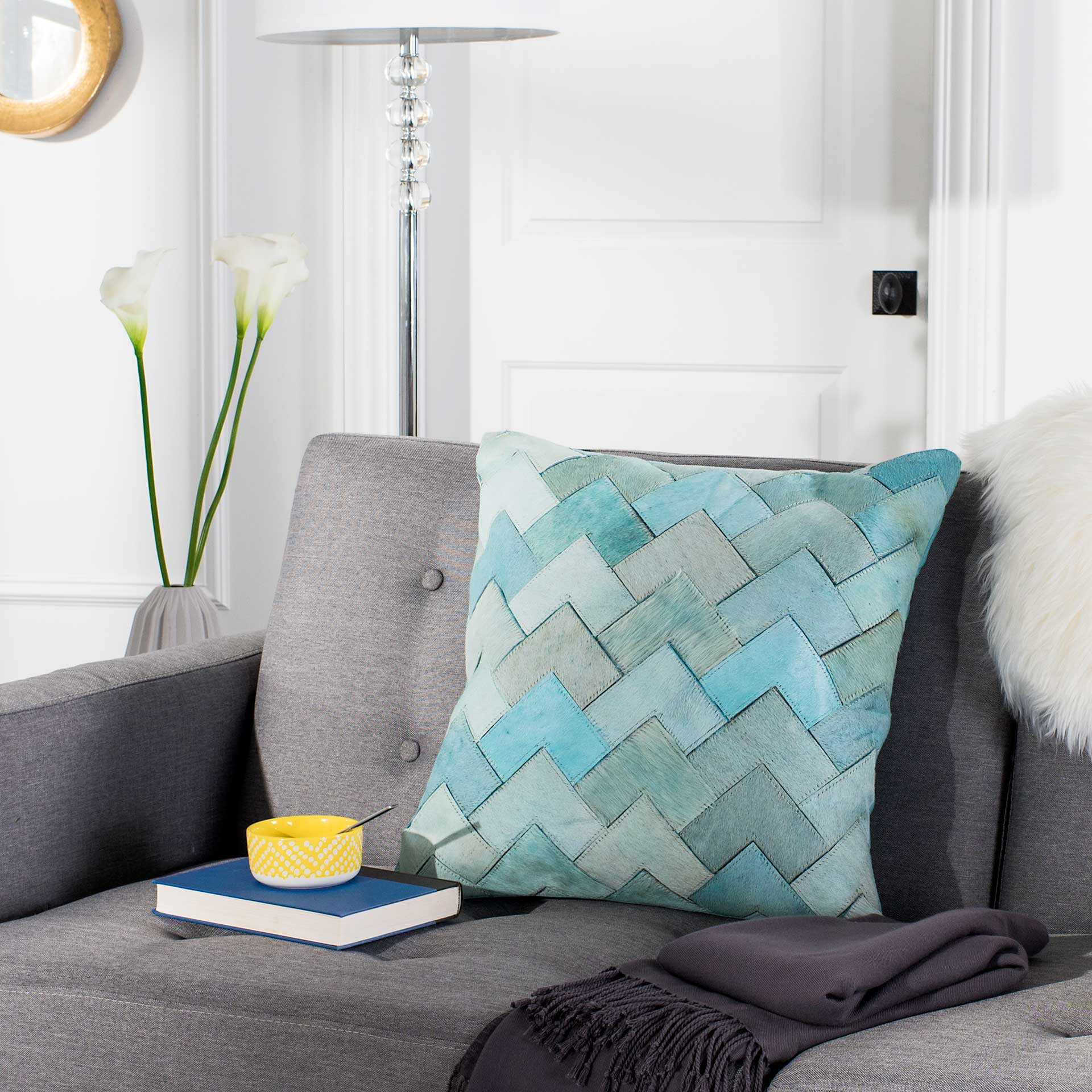 Drive Cowhide Pillow Teal - Image 3
