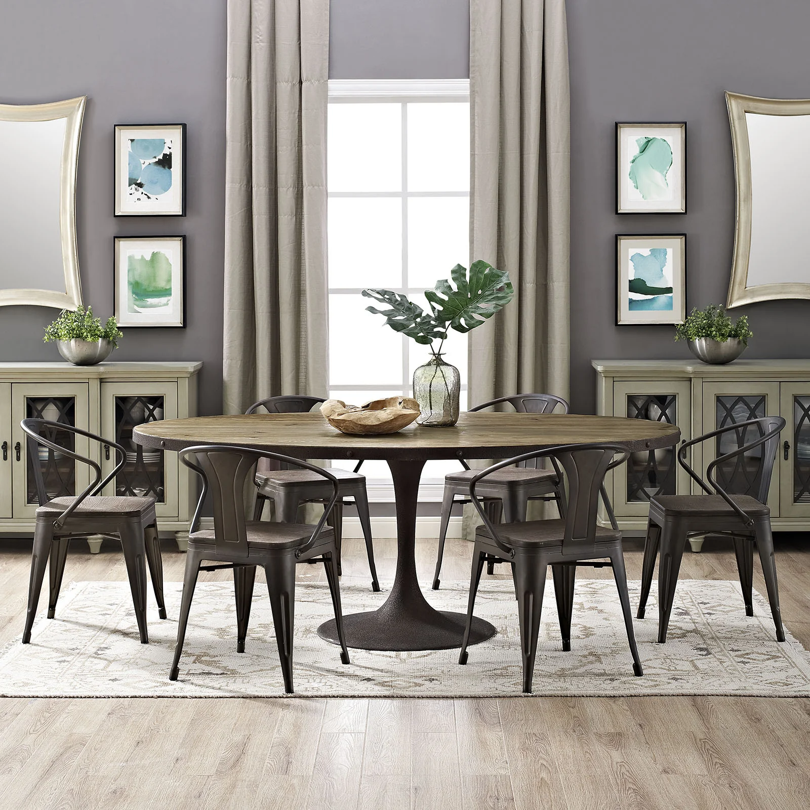 Druid Oval Wood Top Dining Table Natural - Image 4
