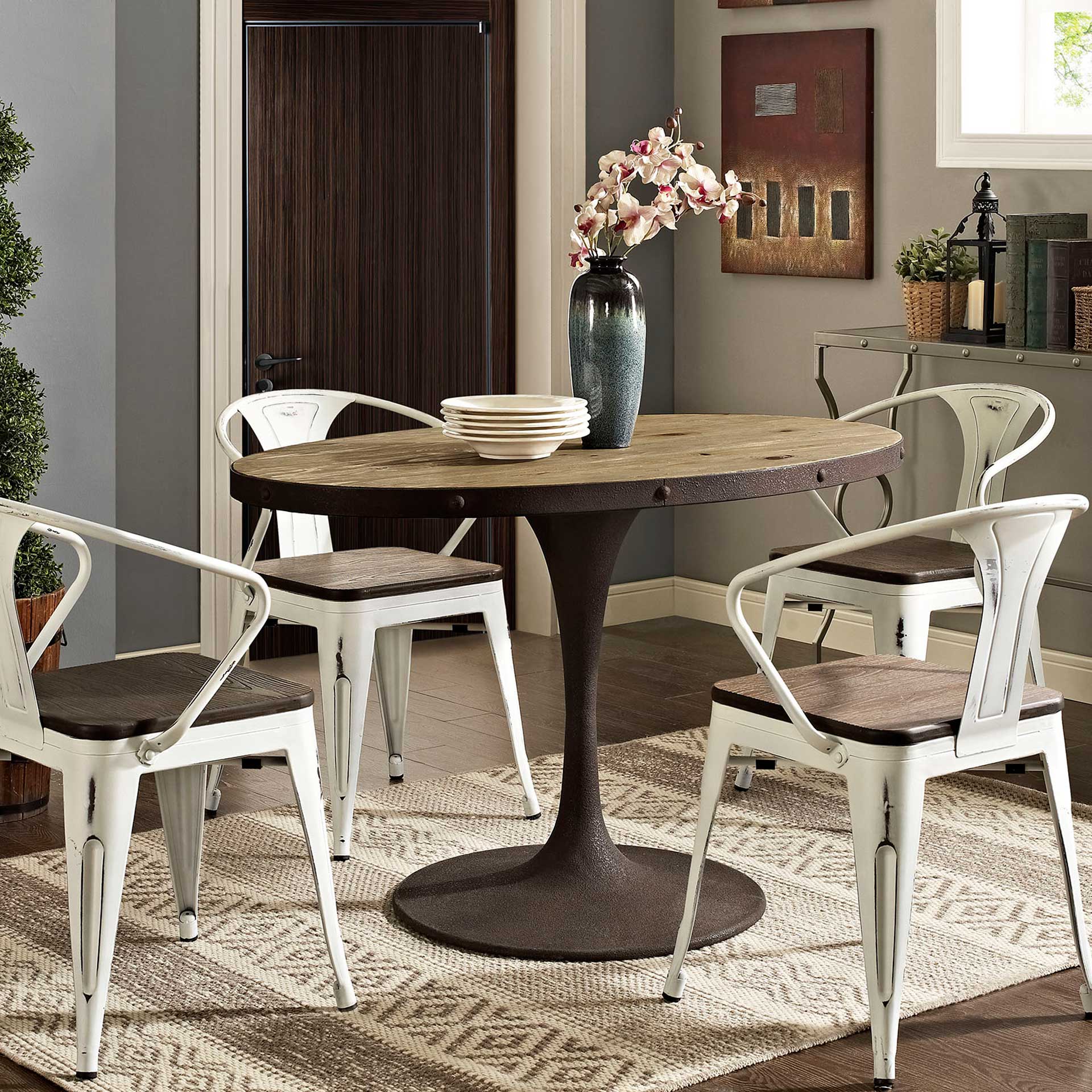 Druid Oval Wood Top Dining Table Natural - Image 8