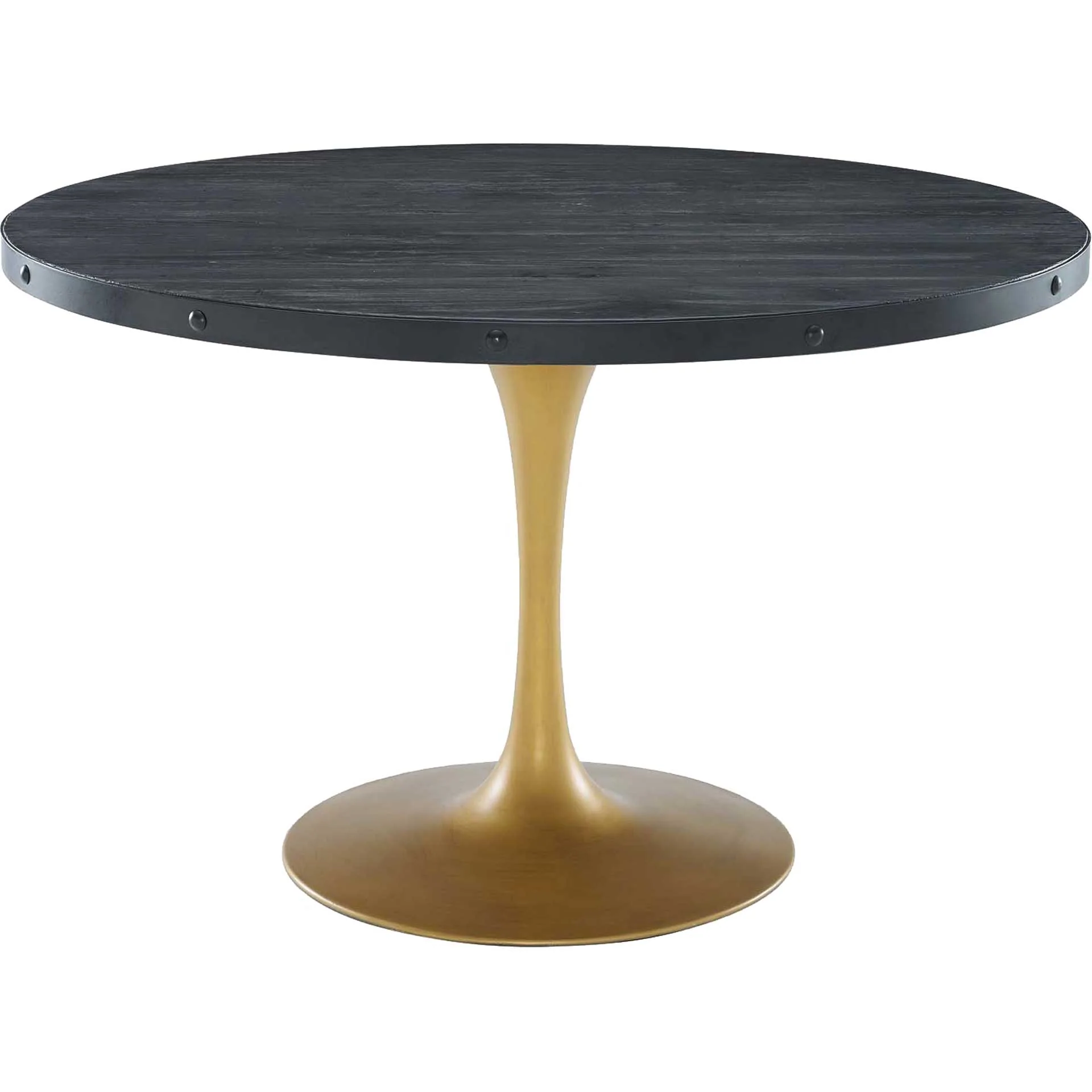 Druid Round Wood Top Dining Table Black/Gold - Image 4