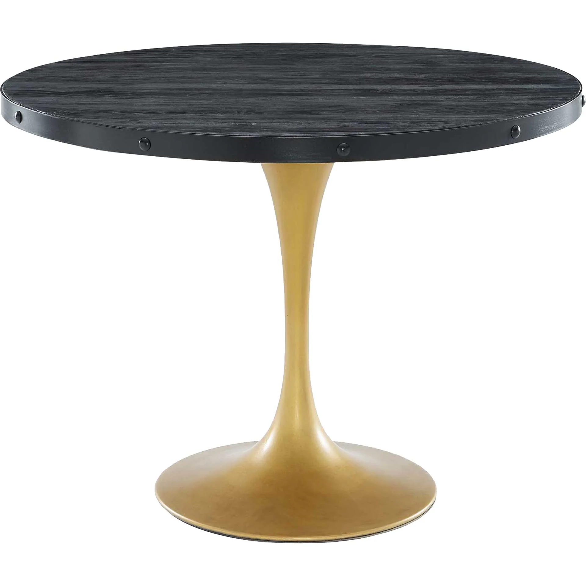 Druid Round Wood Top Dining Table Black/Gold - Image 5