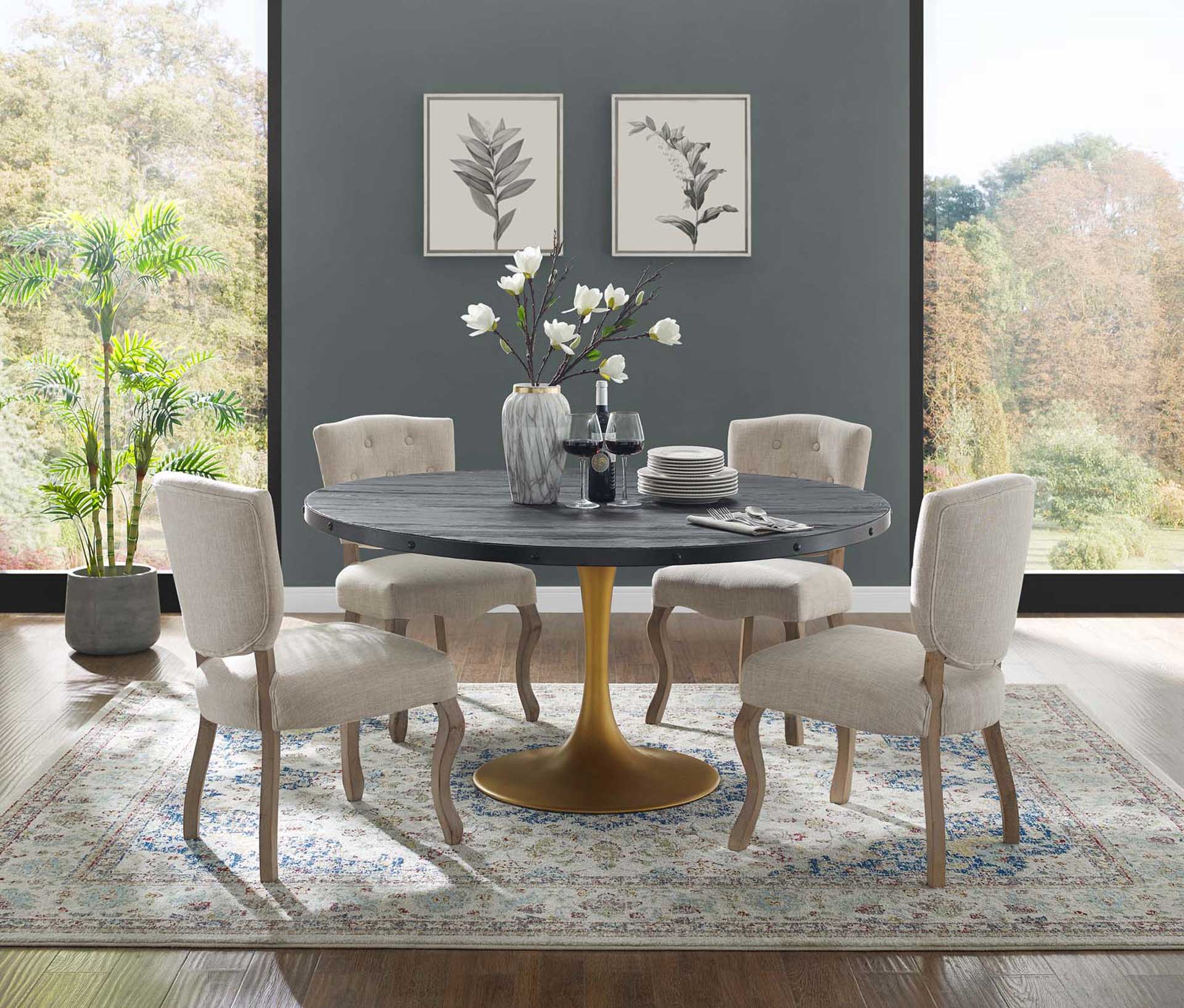 Druid Round Wood Top Dining Table Black/Gold - Image 6