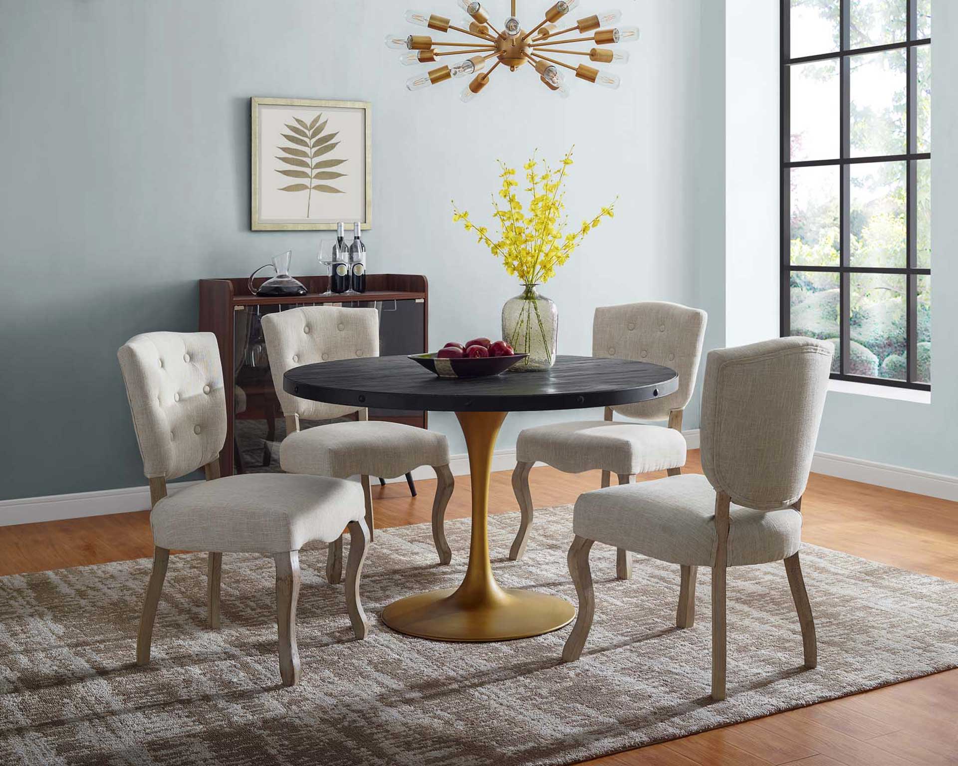 Druid Round Wood Top Dining Table Black/Gold - Image 7