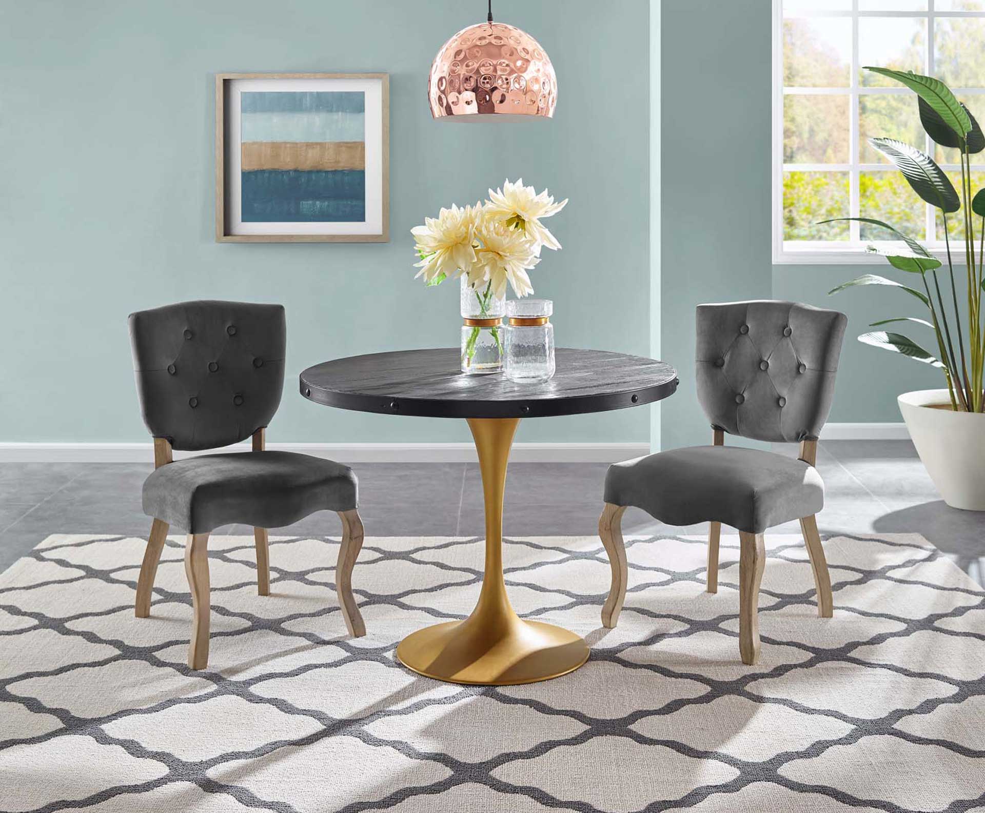 Druid Round Wood Top Dining Table Black/Gold - Image 8