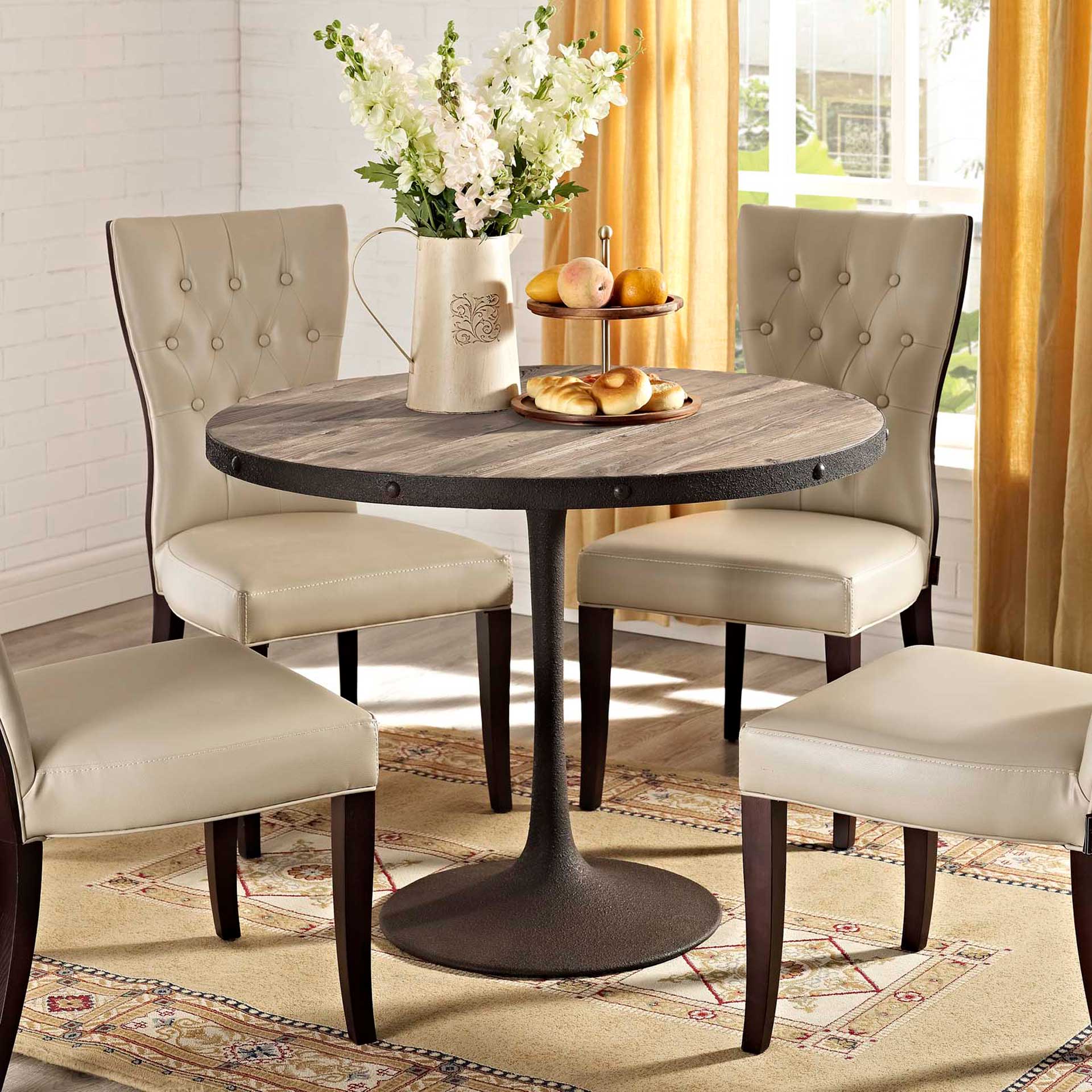 Druid Round Wood Top Dining Table Brown - Image 4