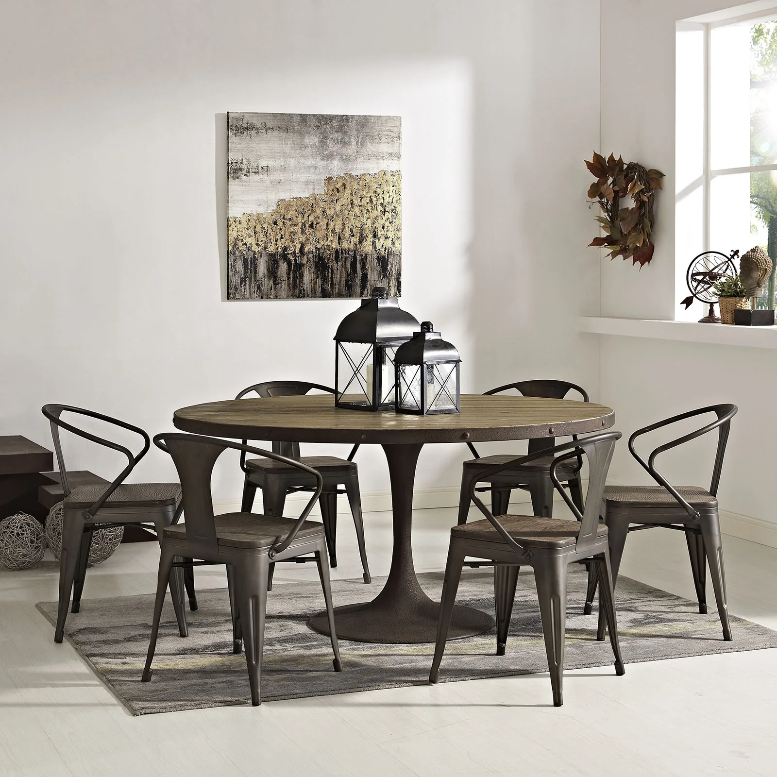 Druid Round Wood Top Dining Table Natural - Image 4