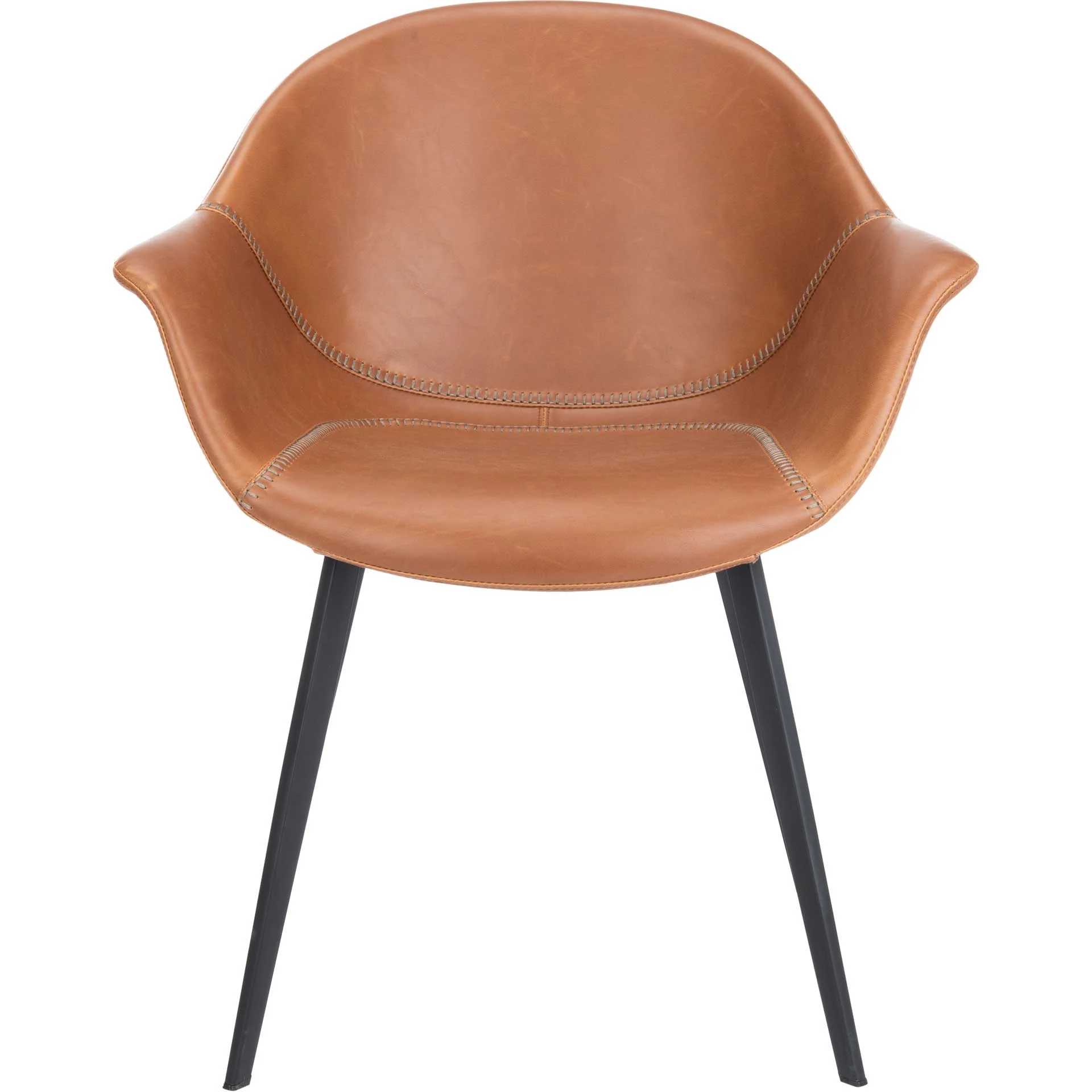Duke Leather Tub Chair Light Brown/Black (Set of 2) - Image 3